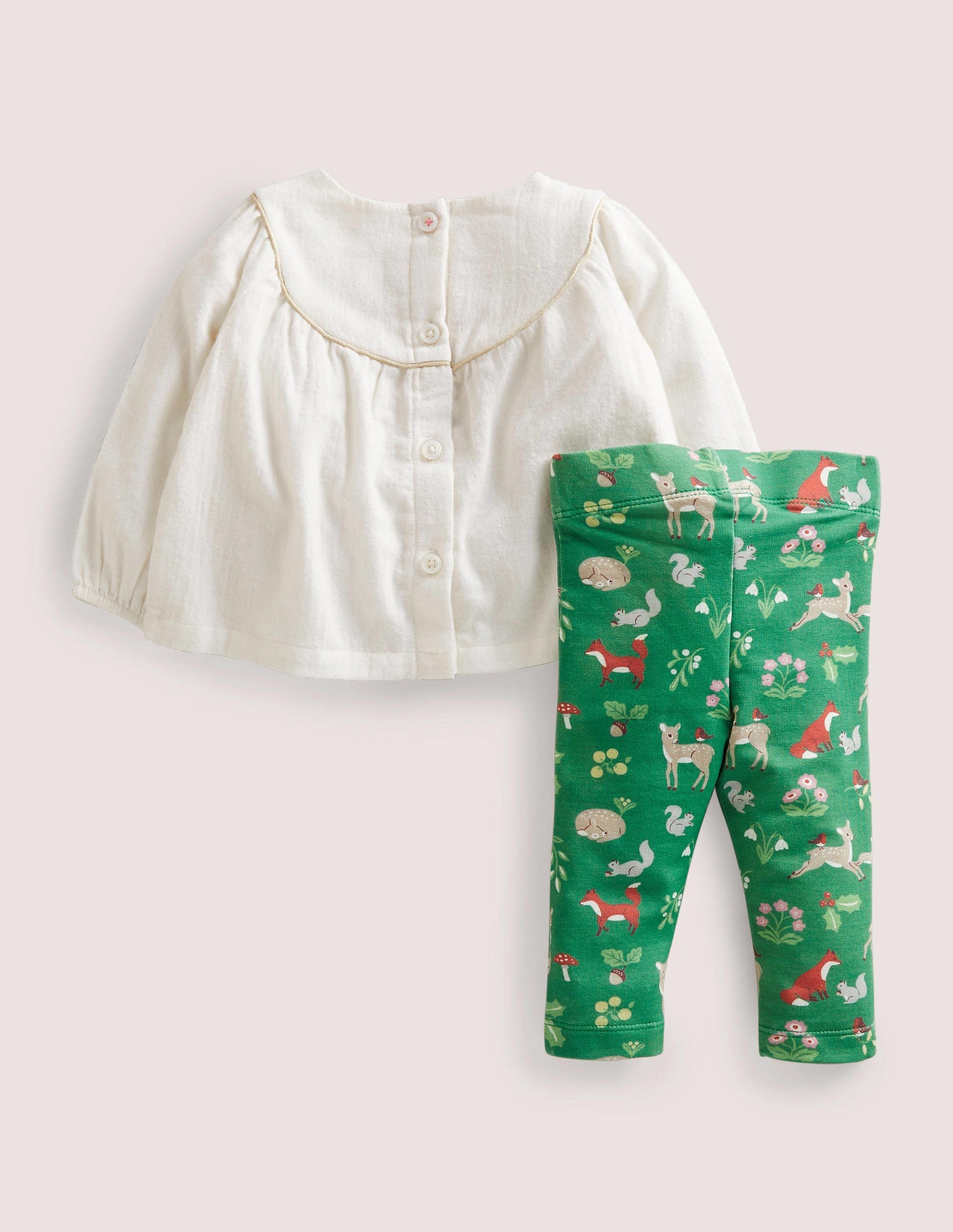 Woven Top & Leggings Set-Shady Glade Festive Woodland-2
