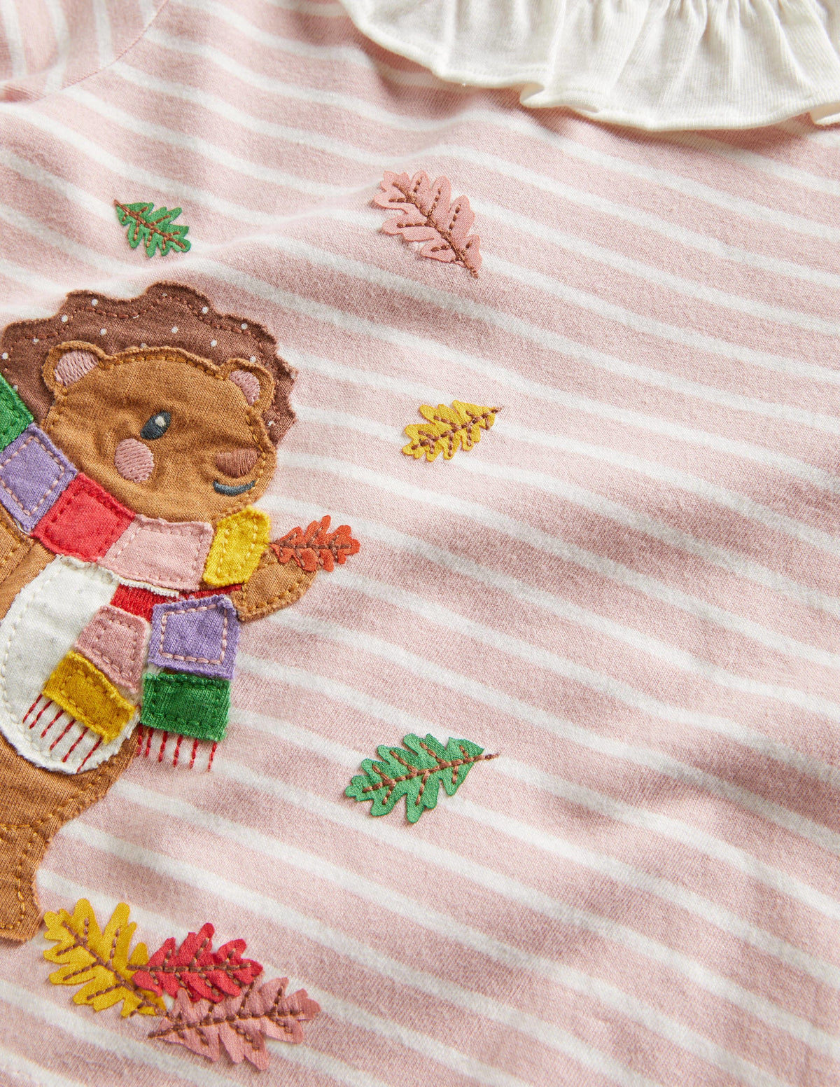 Appliqué Graphic T-Shirt-Boto Pink/Ivory Hedgehog-3