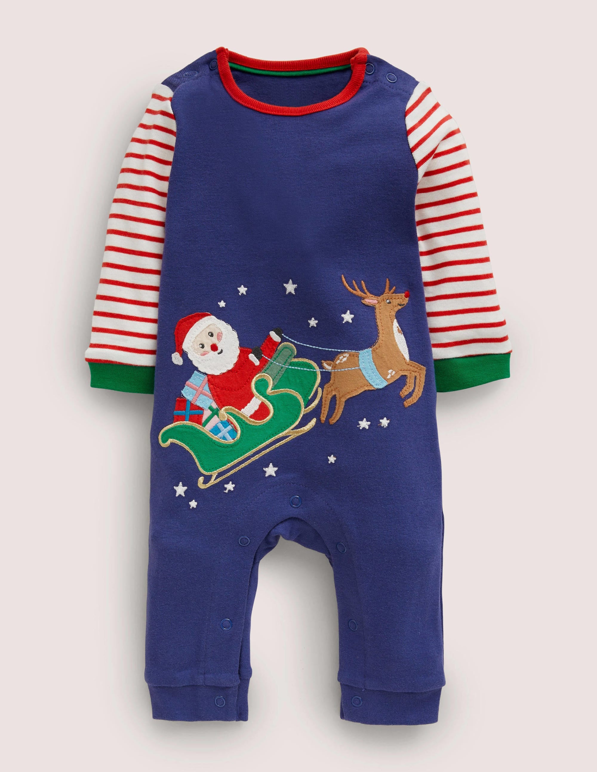 Appliqué Romper-Starboard Blue Festive - Image 1