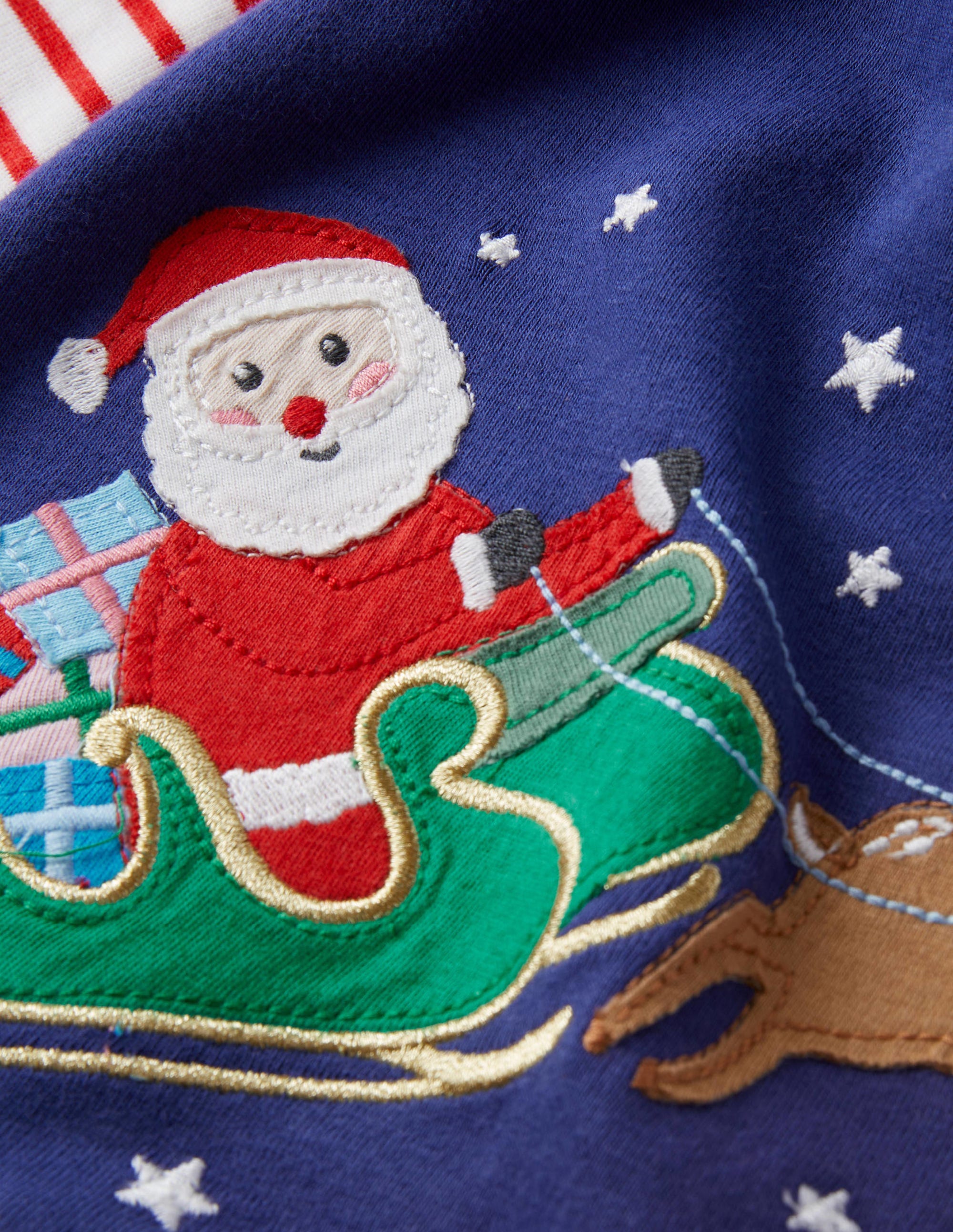 Appliqué Romper-Starboard Blue Festive - Image 3