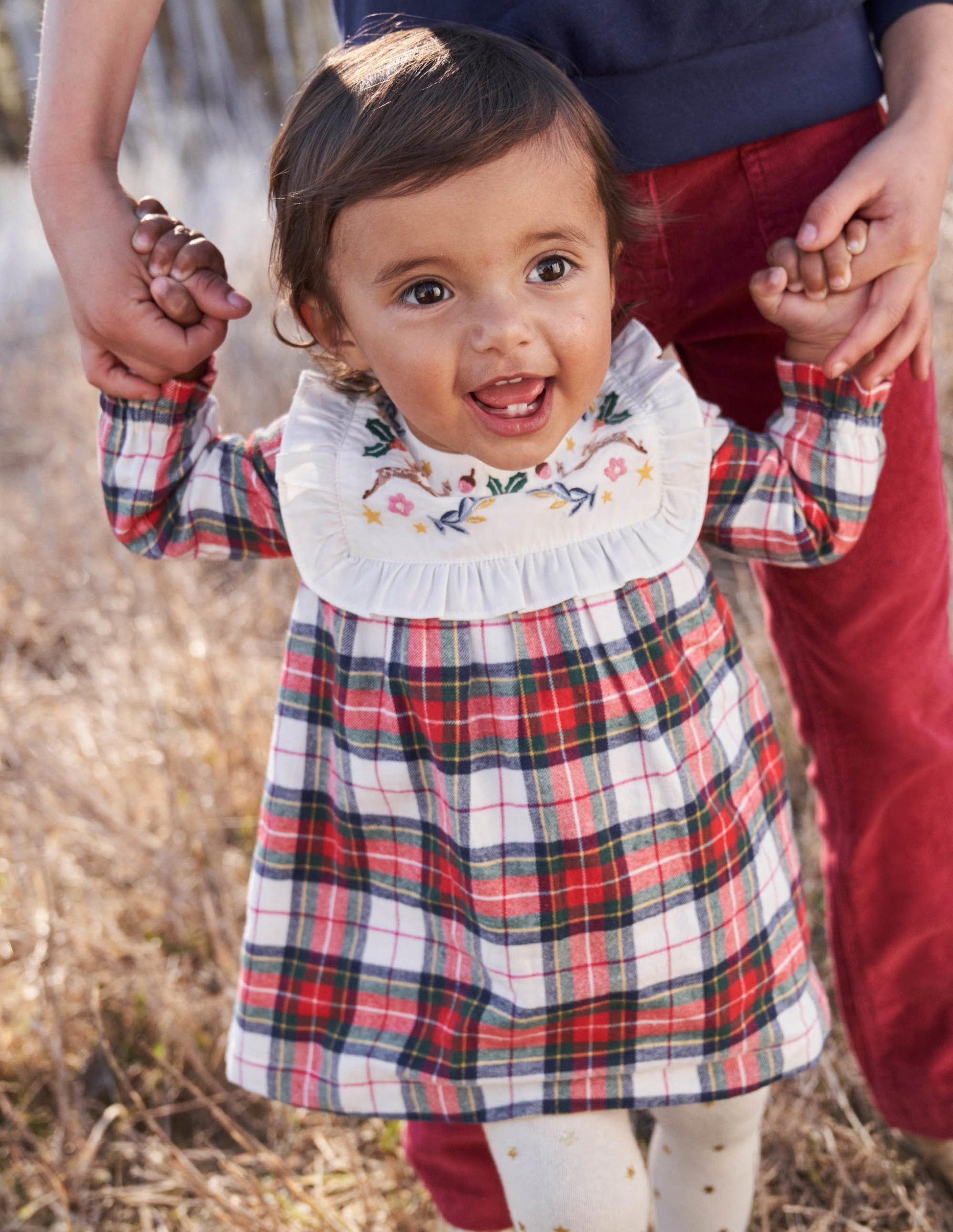 Check Dress and Tights Set-Ivory/Red Check-5