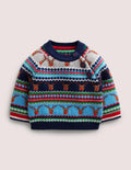 Reindeer Fair Isle Jumper-Grey Marl Reindeers