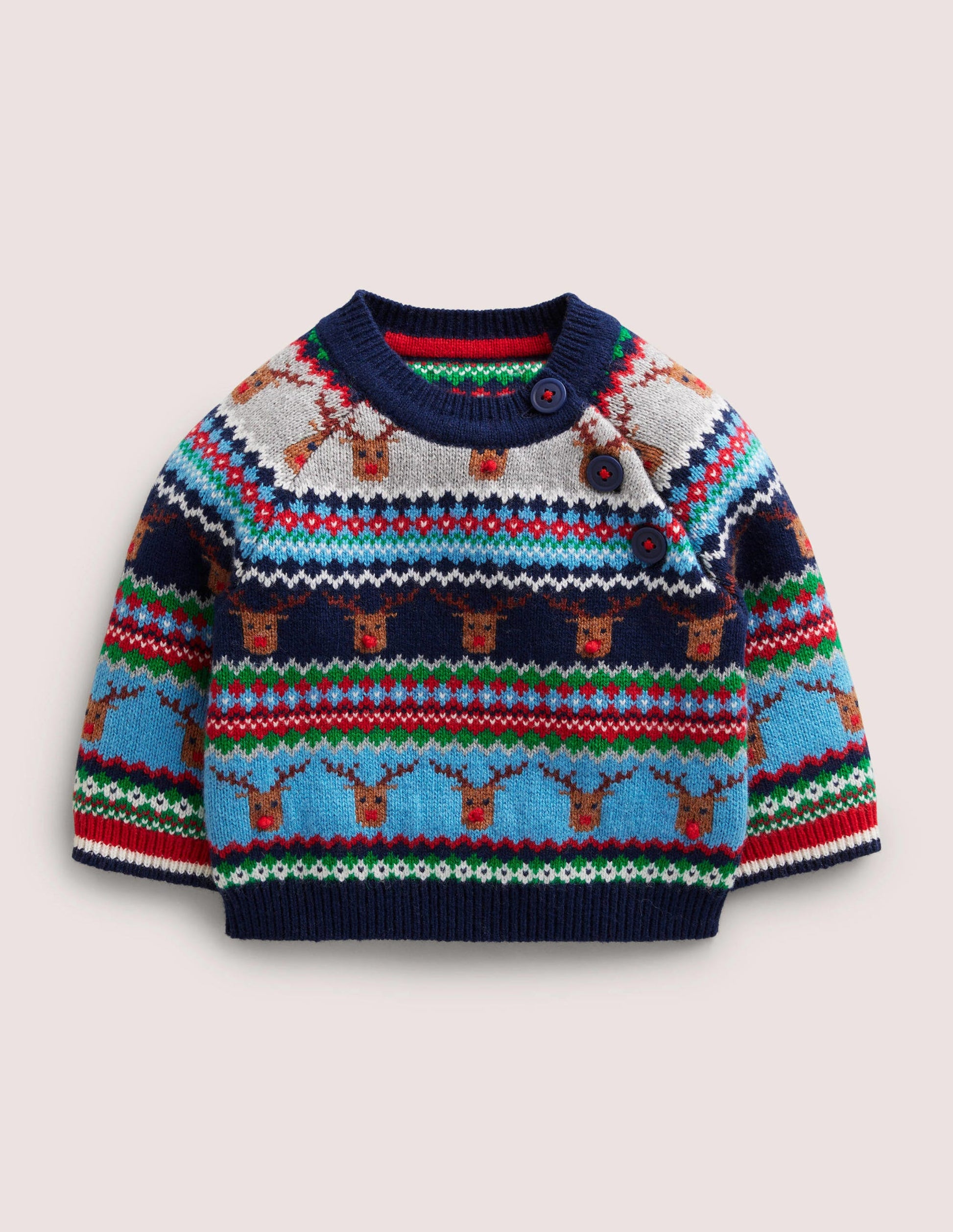 Reindeer Fair Isle Jumper-Grey Marl Reindeers-1