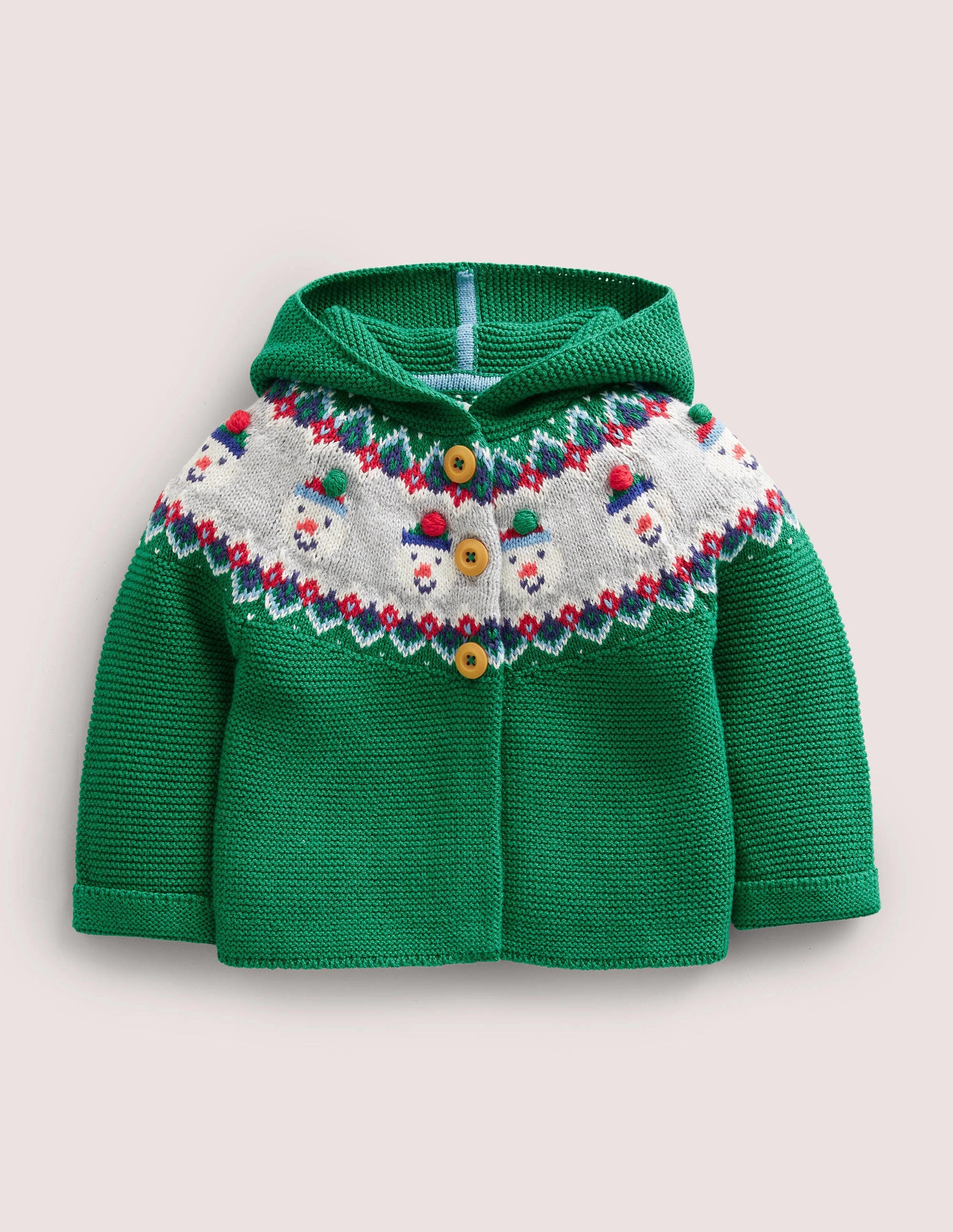 Fair Isle Knitted Jacket-Green Snowman Fair Isle-1