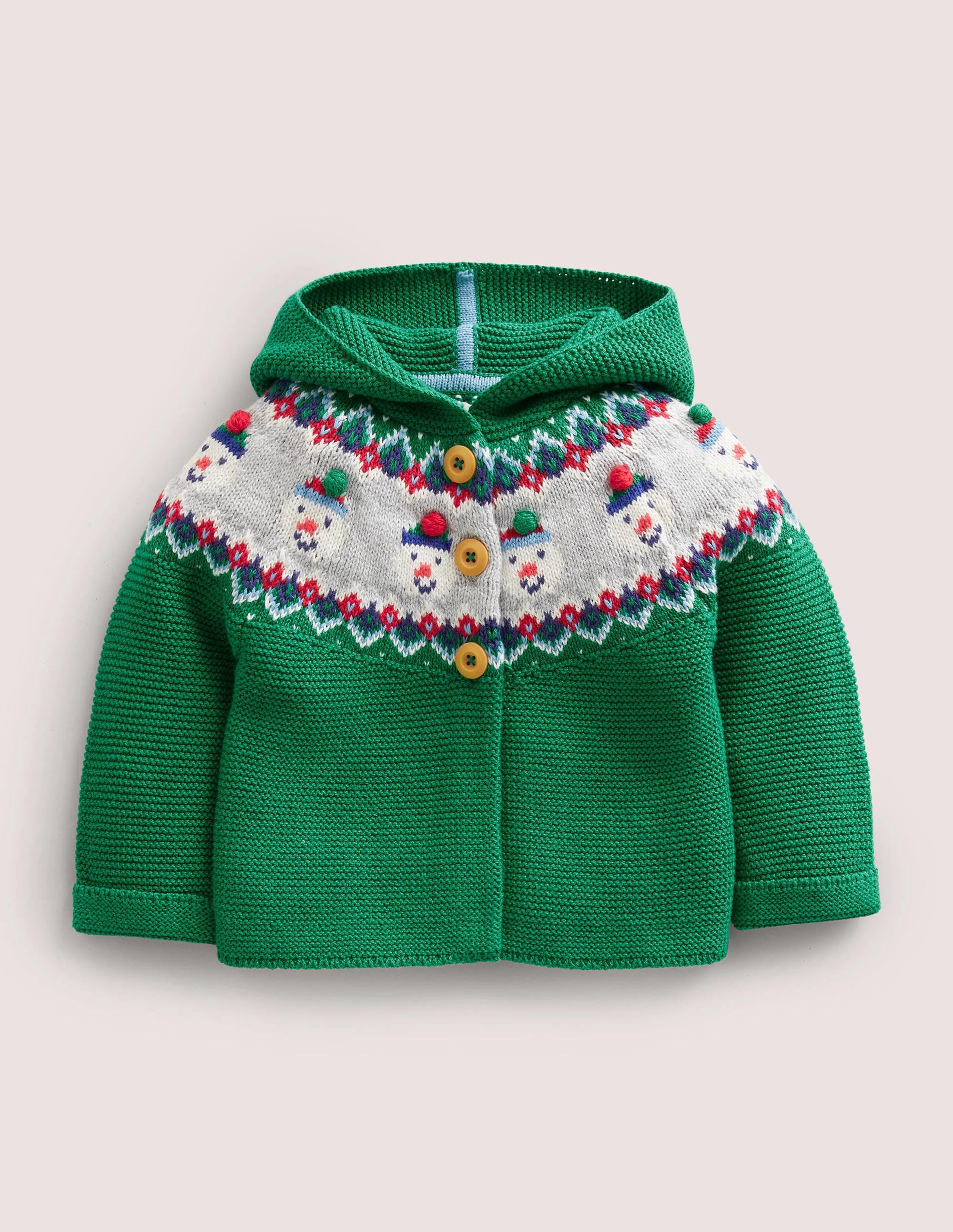 Fair Isle Knitted Jacket-Green Snowman Fair Isle - Image 1