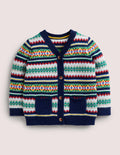 All-over Fair Isle Cardigan-Starboard Blue Multi Fair Isle