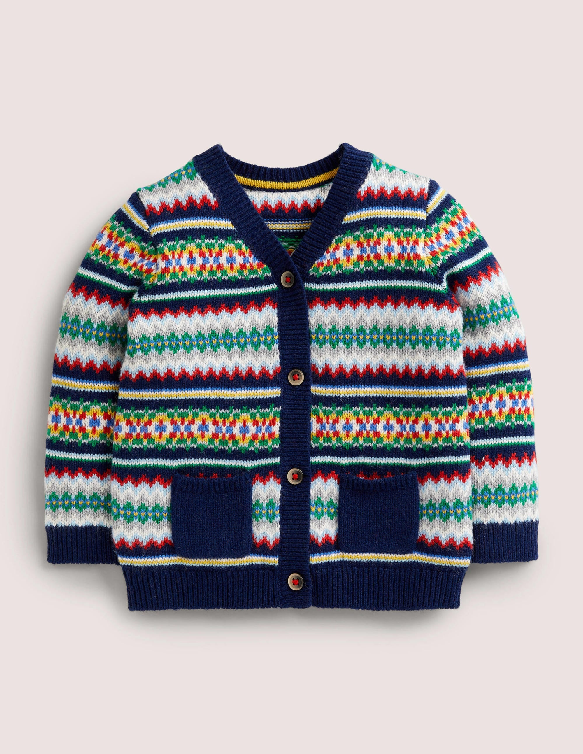 All-over Fair Isle Cardigan-Starboard Blue Multi Fair Isle - Image 1