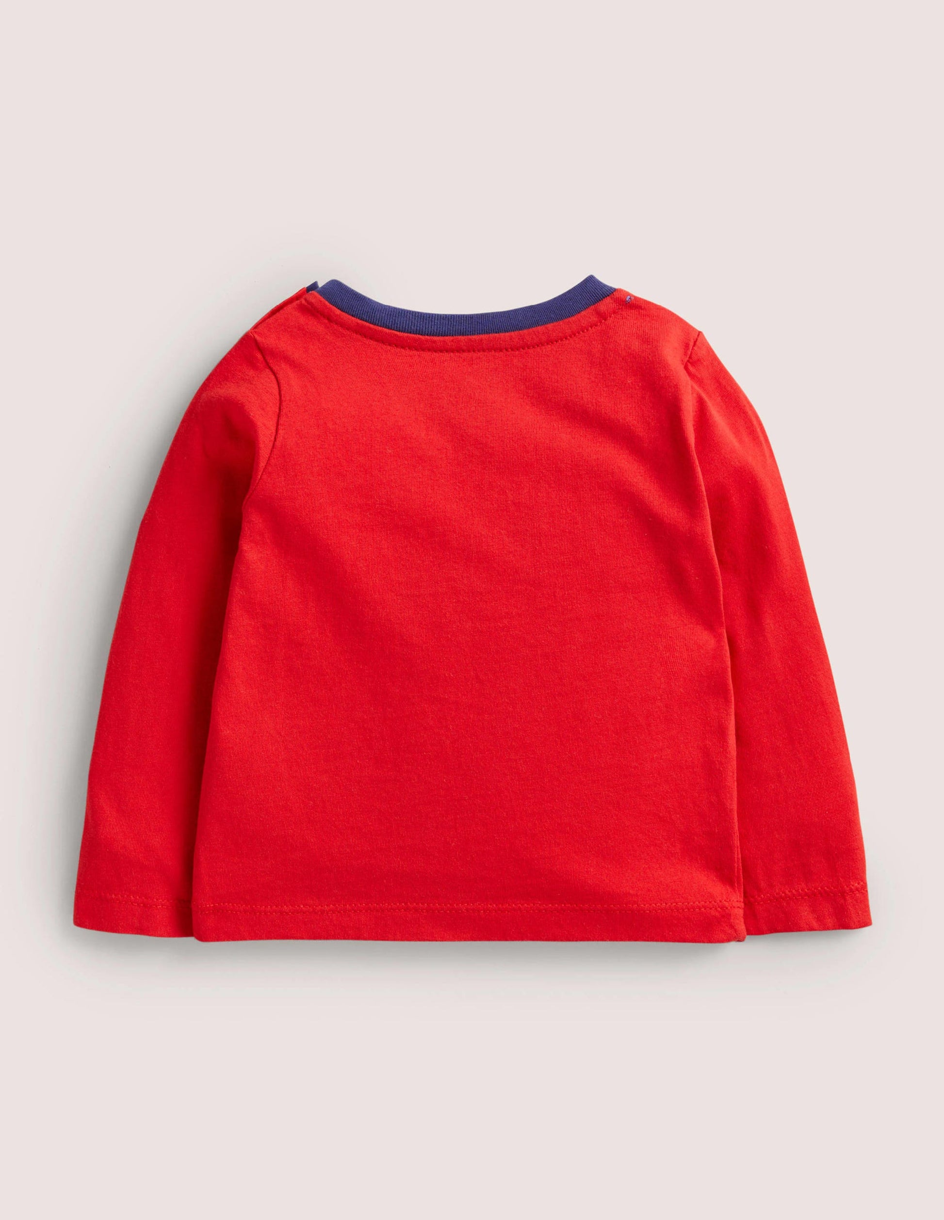 Long-sleeved Appliqué T-shirt-Rockabilly Red Train-2