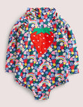 Long Sleeve Frilly Swimsuit-Starboard Rainbow Ditsy
