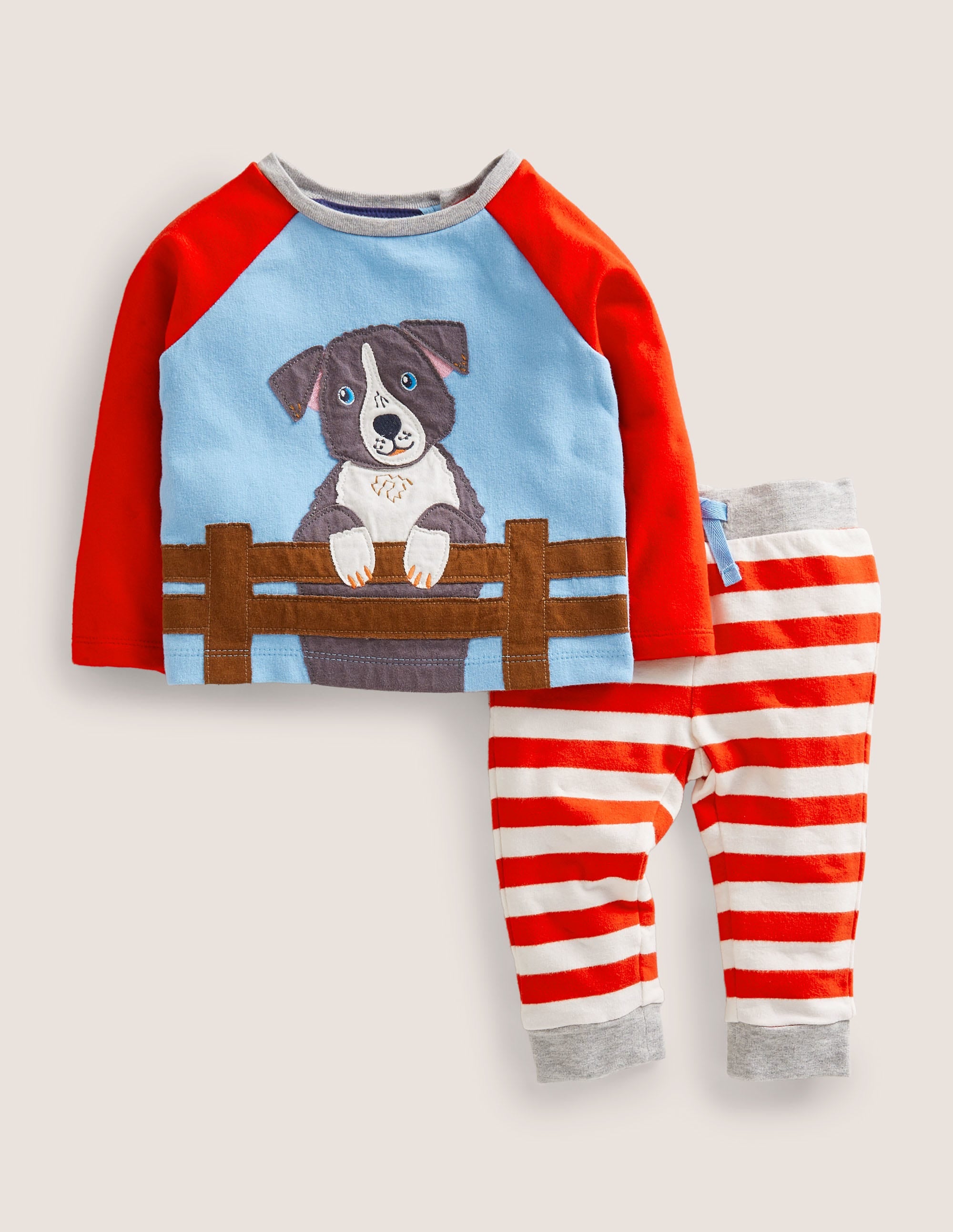 Appliqué Jersey Play Set-Ivory/Fire Red Dog - Image 1