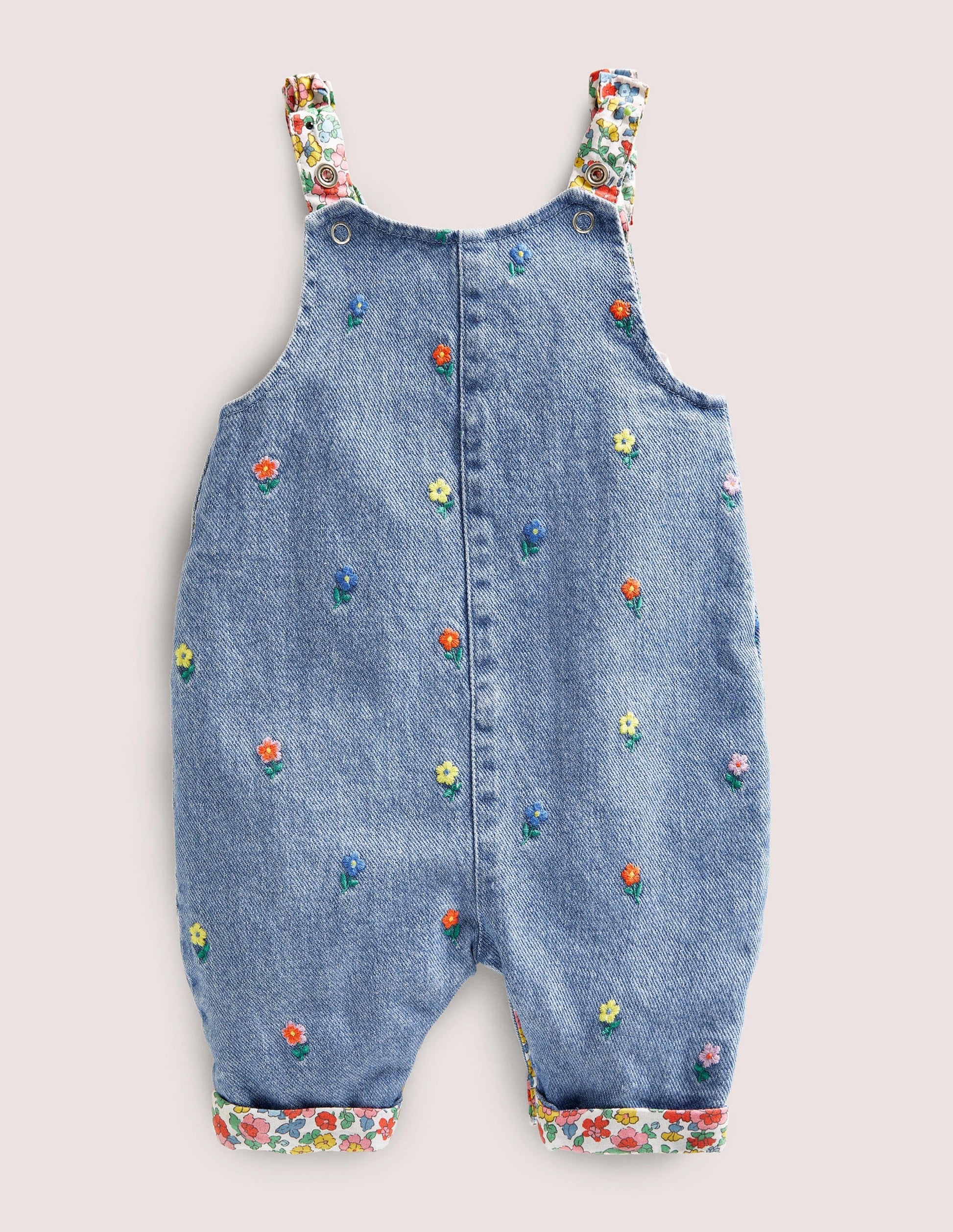 Woven Dungarees-Denim Flower Embroidery-2