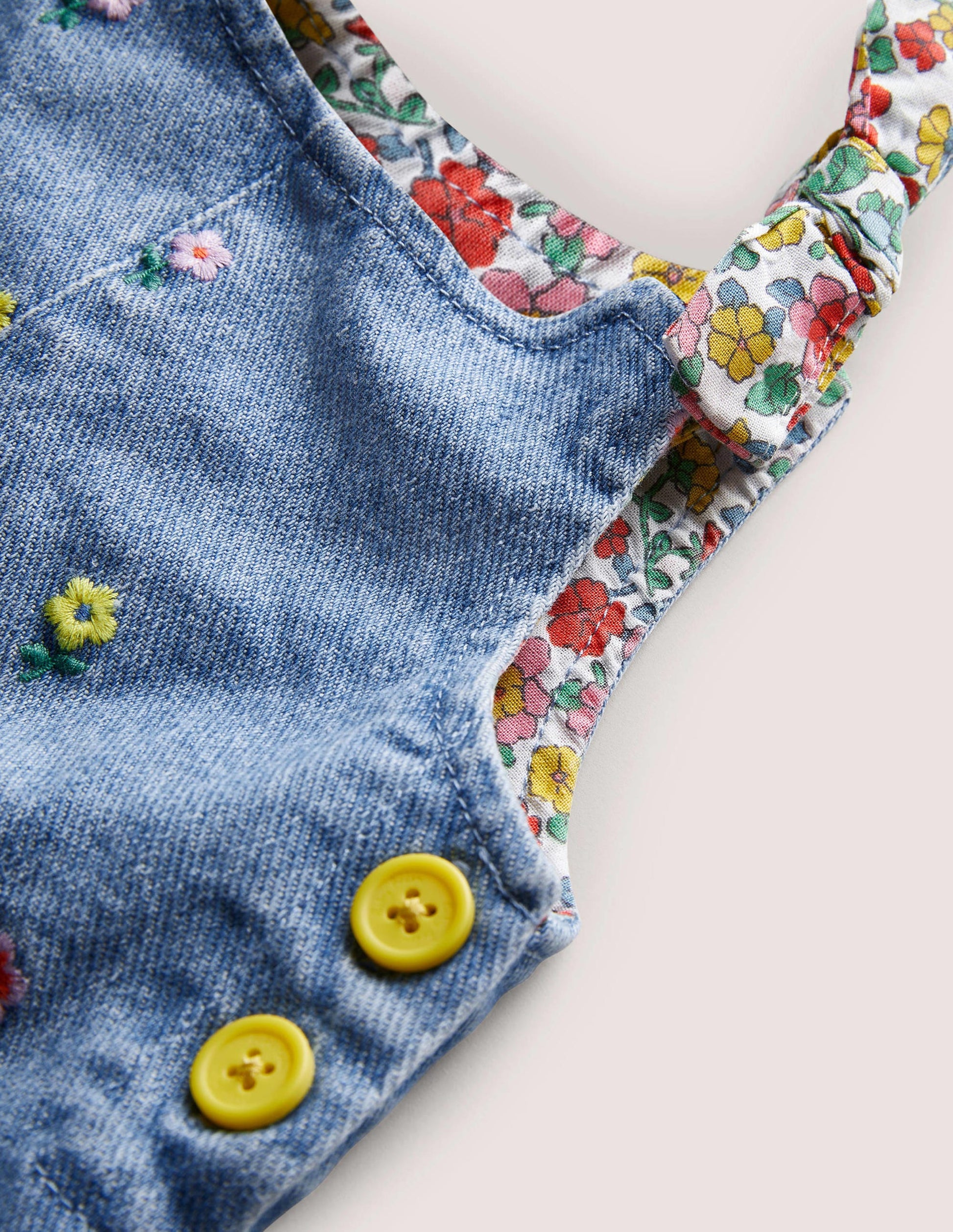 Woven Dungarees-Denim Flower Embroidery-3