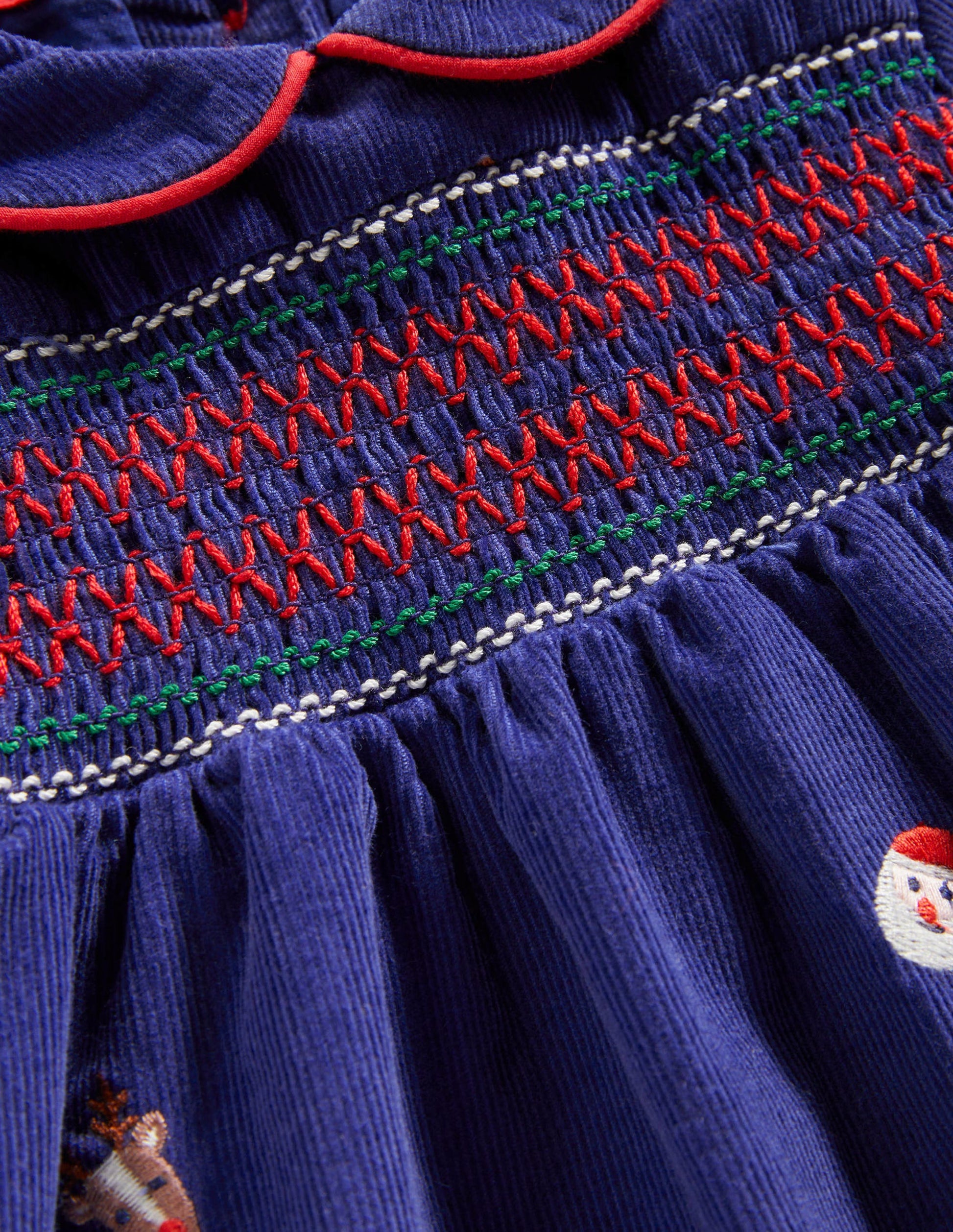 Woven Embroidered Dress-Starboard Blue Festive-3