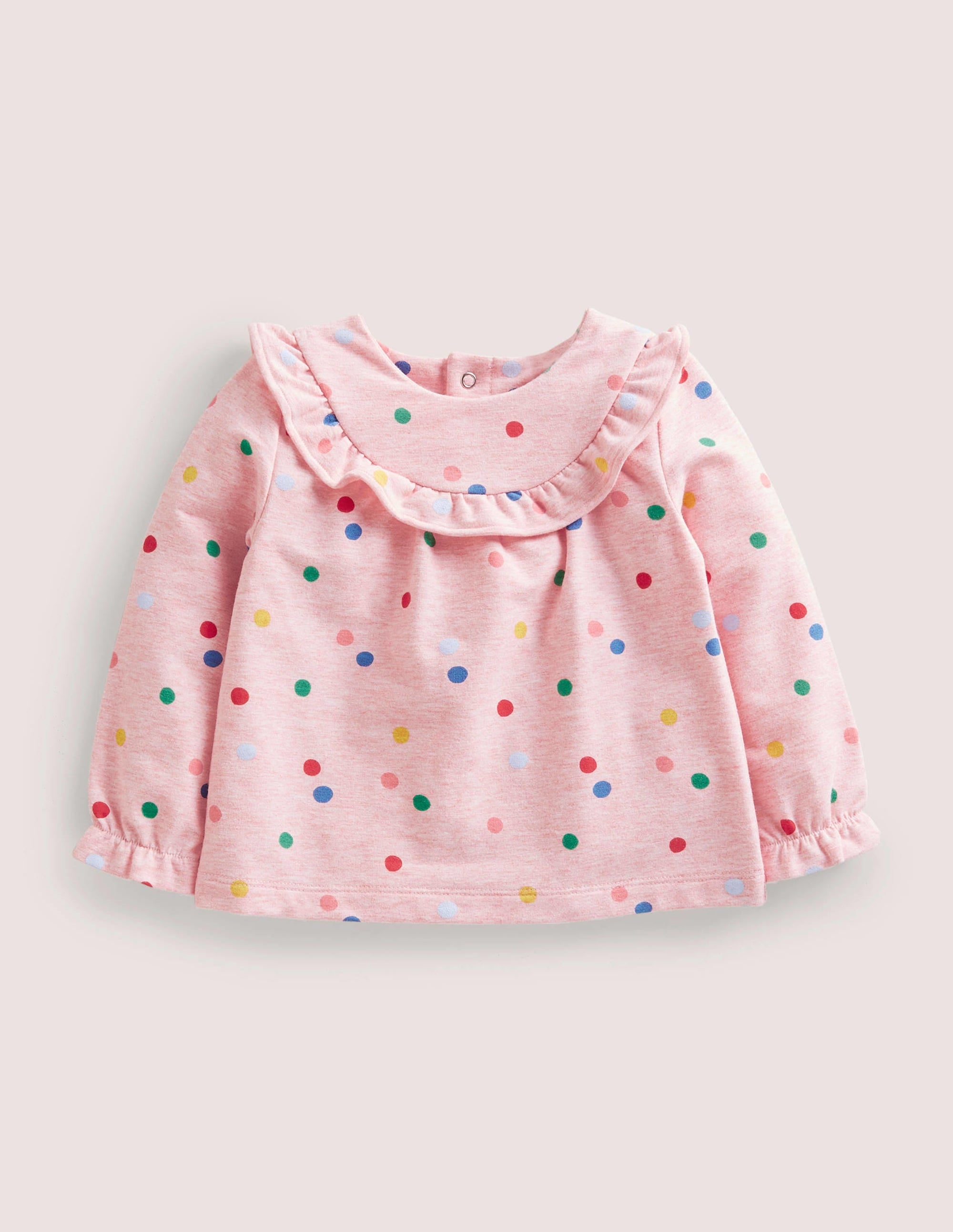 Cosy Ruffle Top-Pink Marl Painted Spot - Image 1