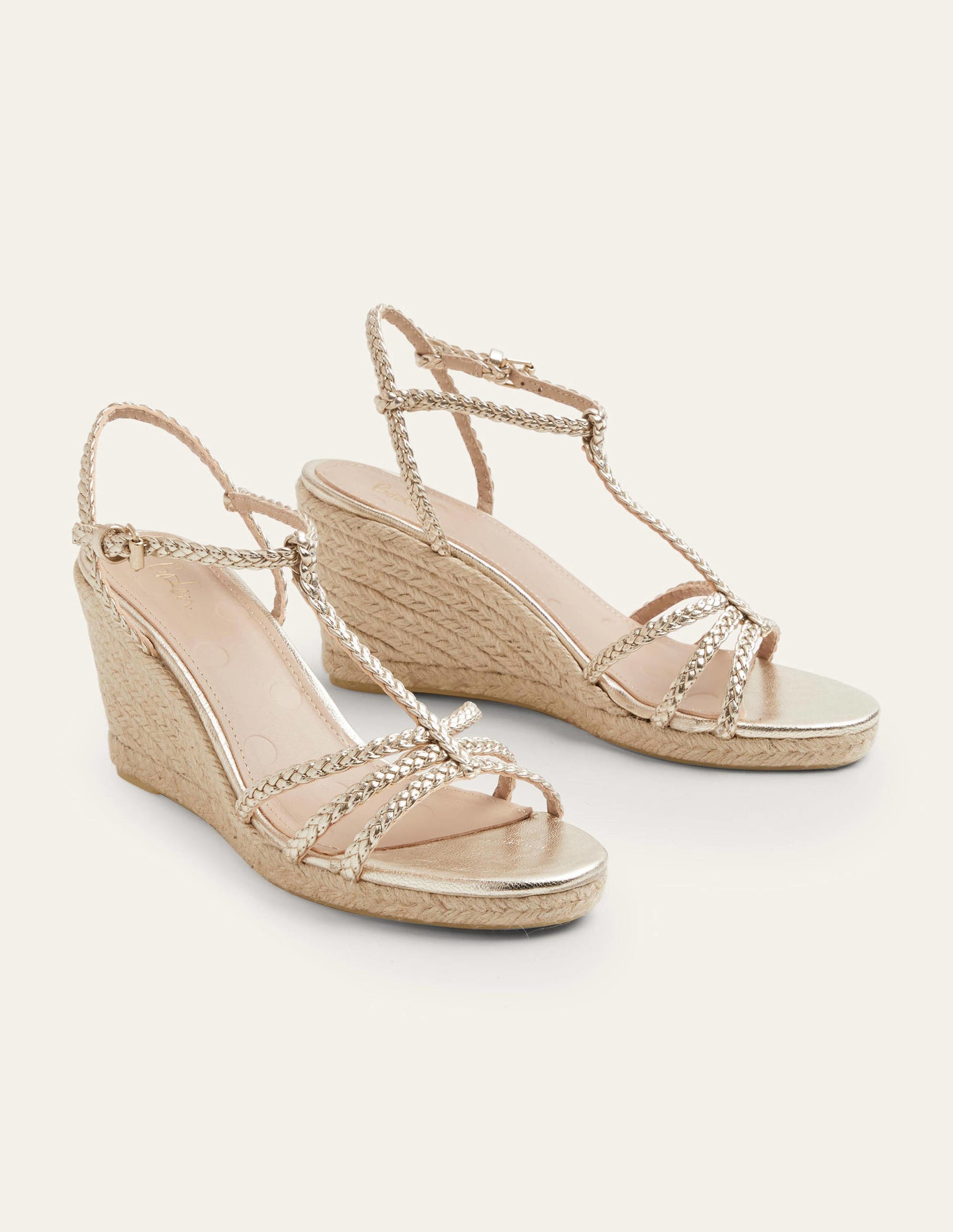 Braided Espadrille Wedges-Pale Gold Metallic-3