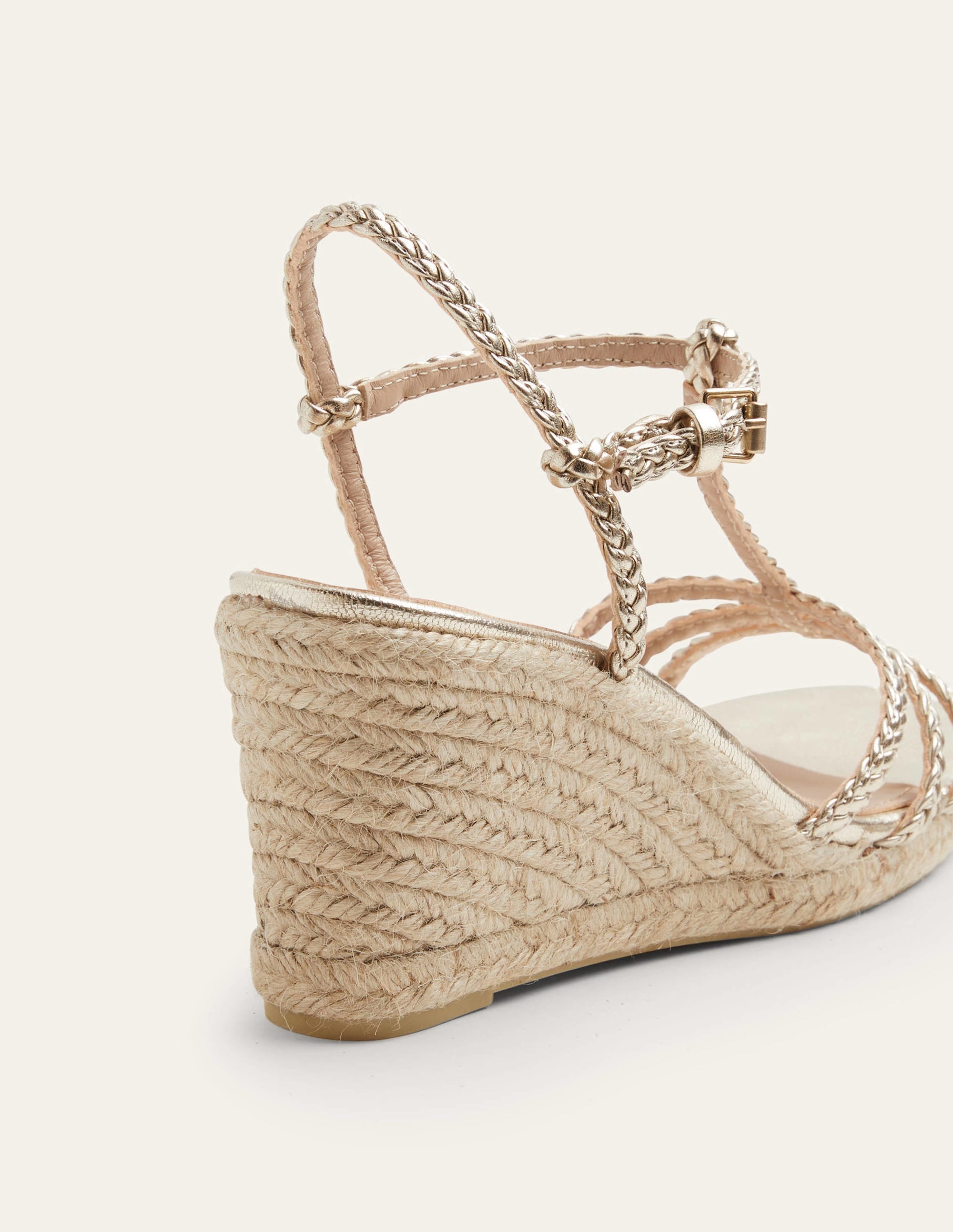 Braided Espadrille Wedges-Pale Gold Metallic - Image 5