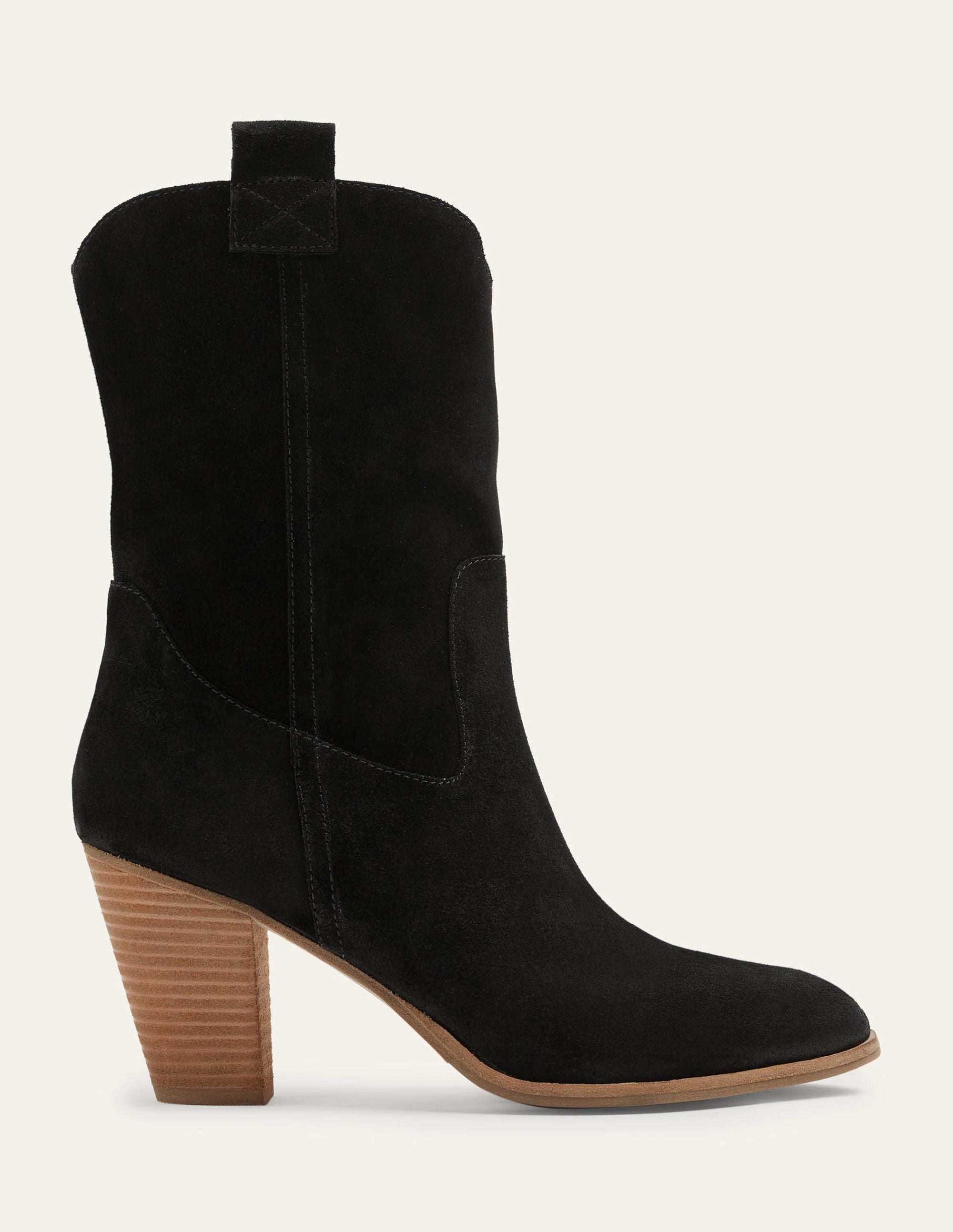 Pull-on Western Boot-Black Suede - Image 5