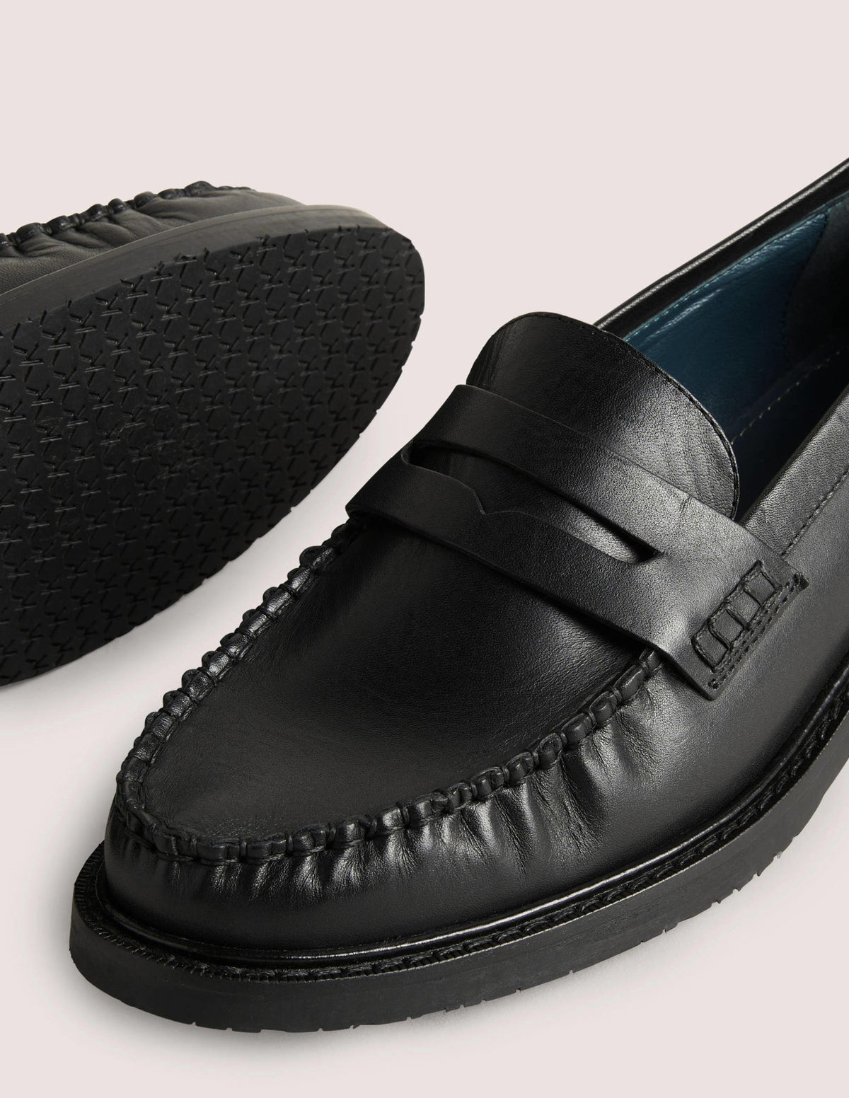 Classic Moccasin Loafers-Black Leather-4