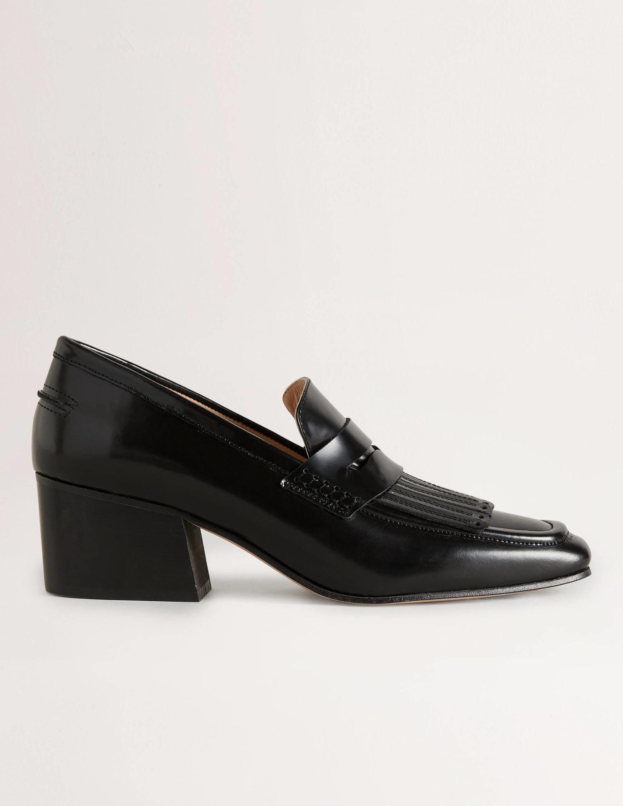 Block Heel Loafers-Black - Image 1
