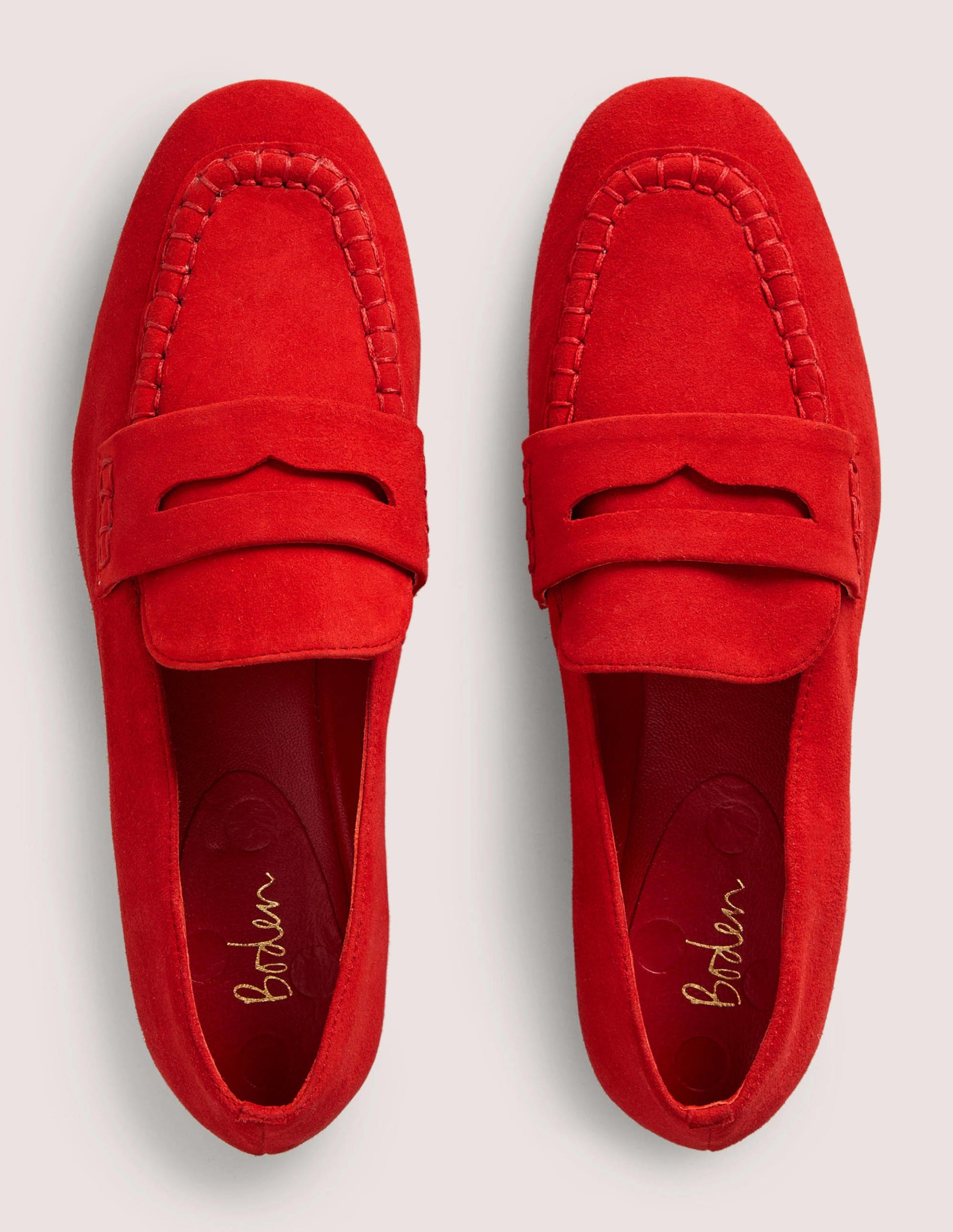 Suede Penny Loafers-Rocket Red-4