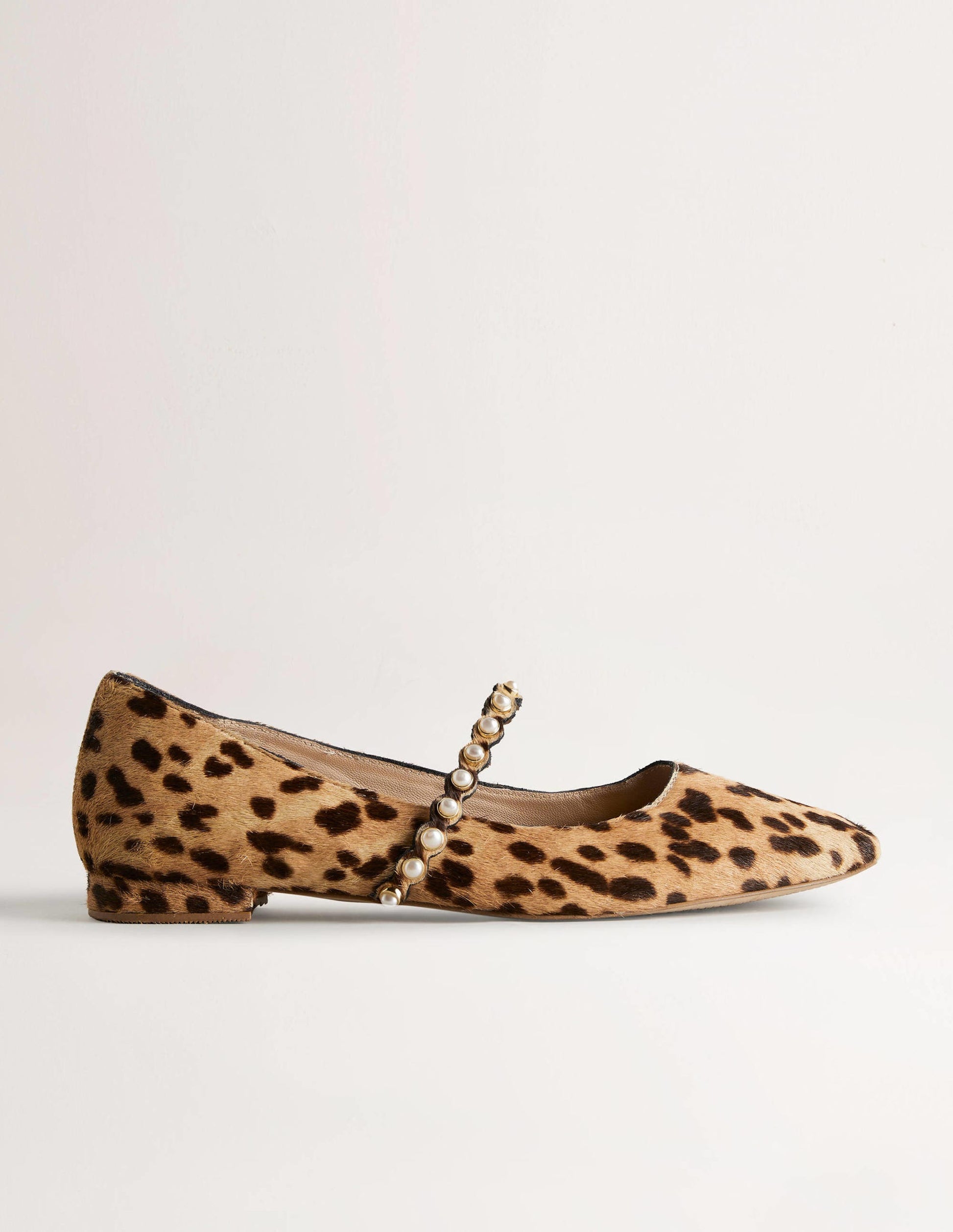 Pearl Strap Ballerina Flats-Cheetah-2
