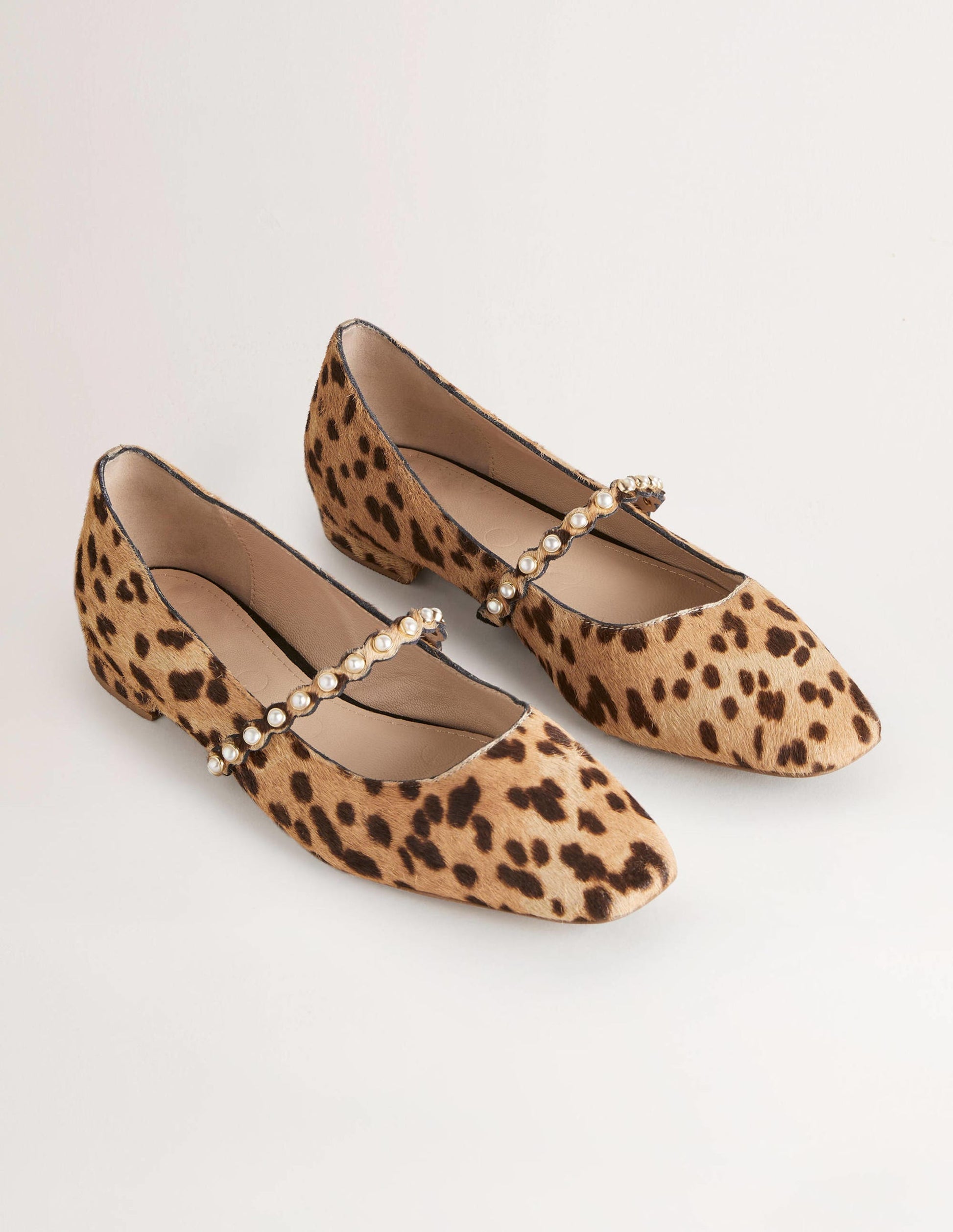 Pearl Strap Ballerina Flats-Cheetah-3