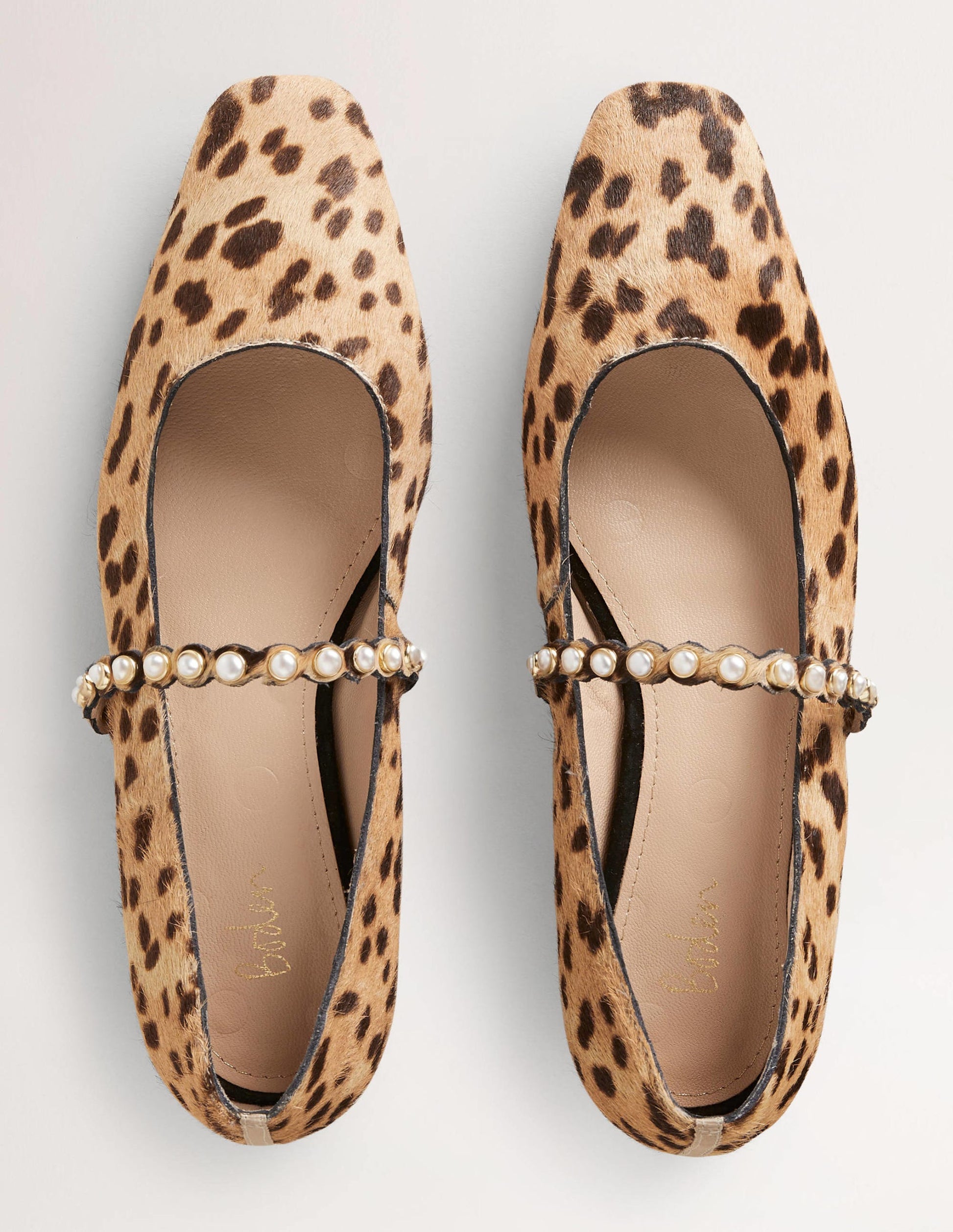 Pearl Strap Ballerina Flats-Cheetah-5