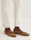 Pearl Strap Ballerina Flats-Cheetah