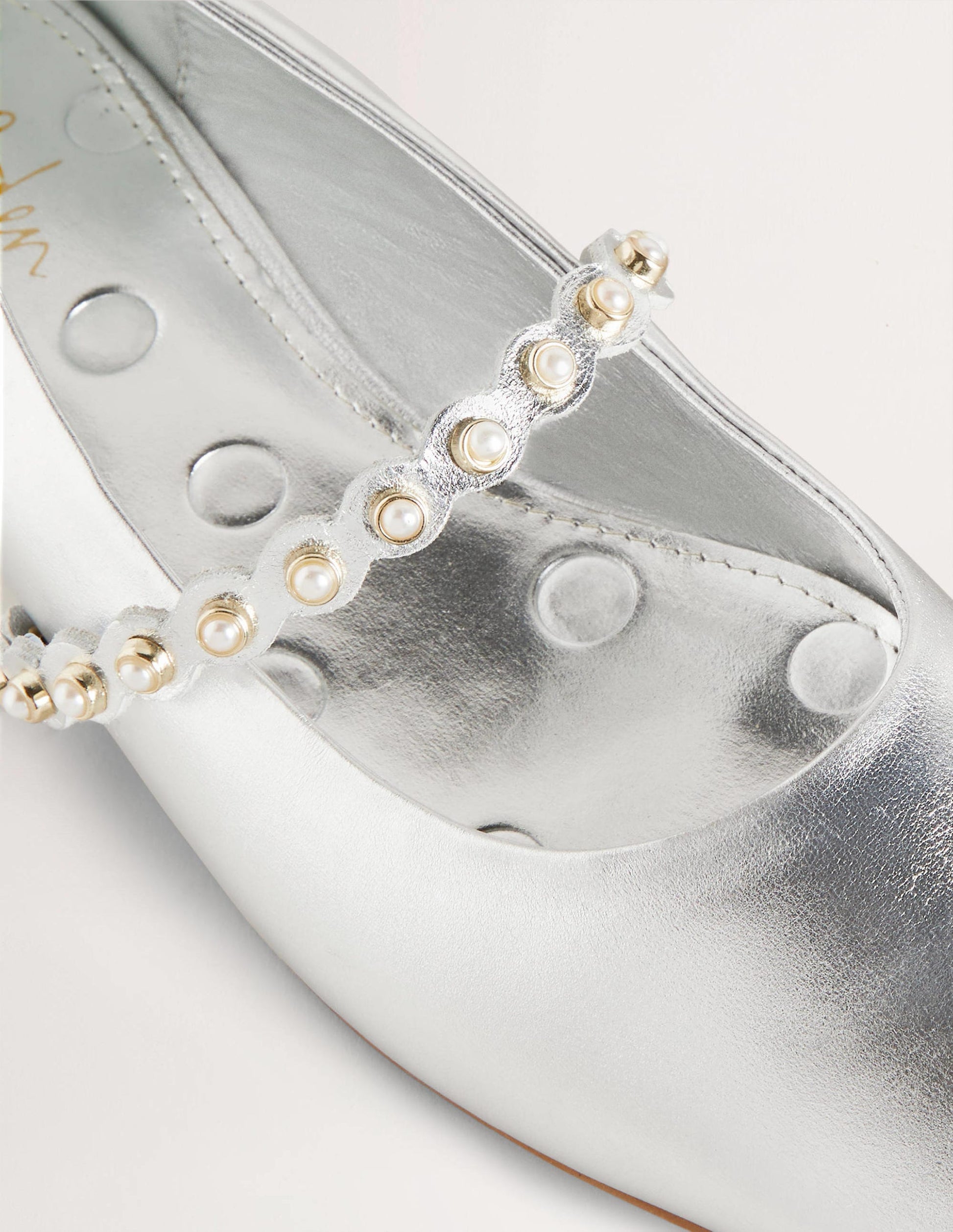 Pearl Strap Ballerina Flats-Silver Metallic-3