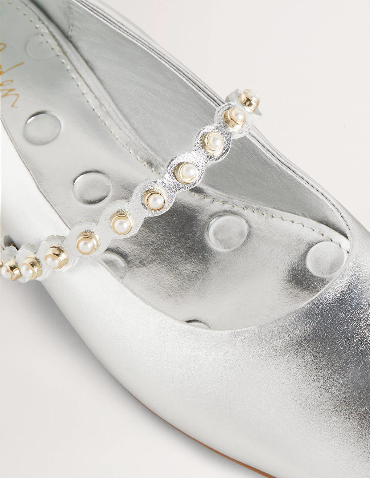 Pearl Strap Ballerina Flats-Silver Metallic - Image 3
