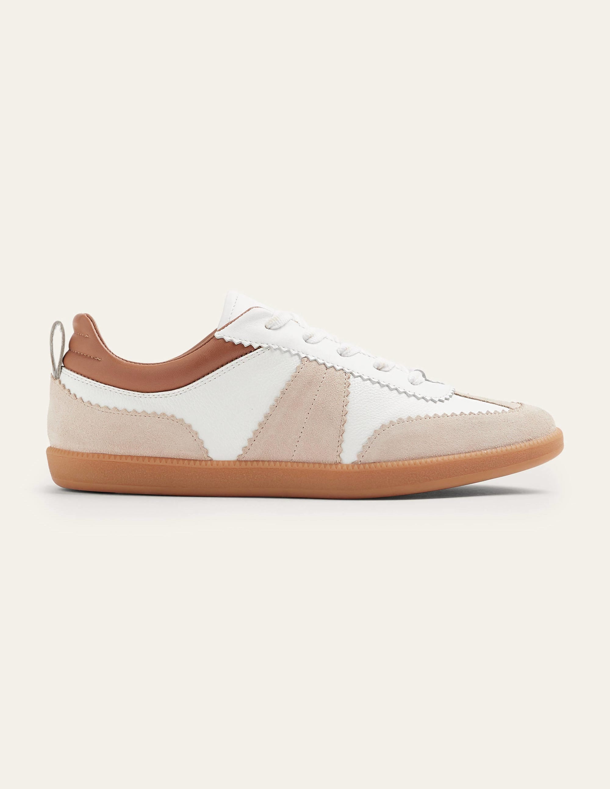 Erin Retro Tennis Trainers-White/Ecru - Image 1