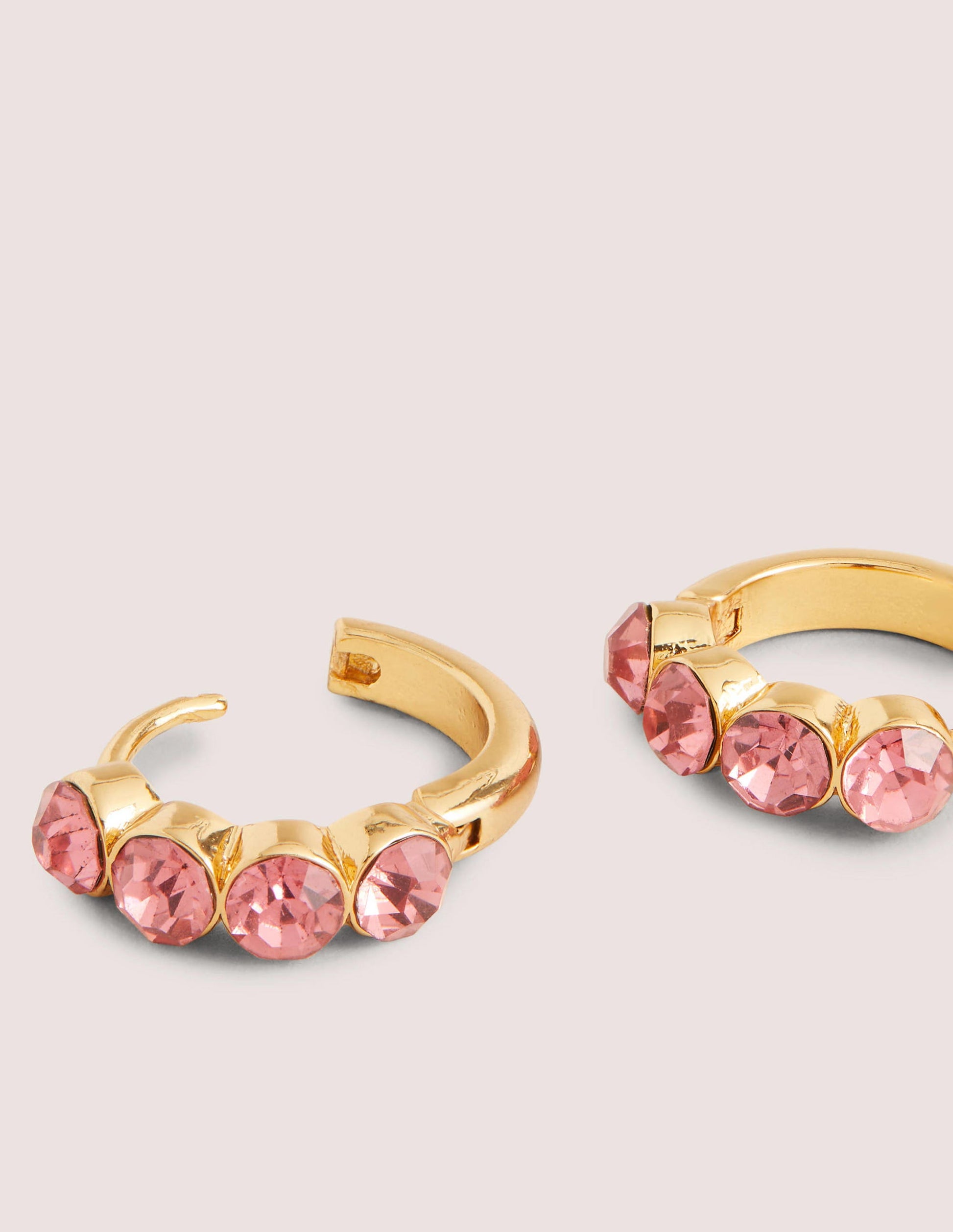 Jewel Huggie Hoops-Pink-2