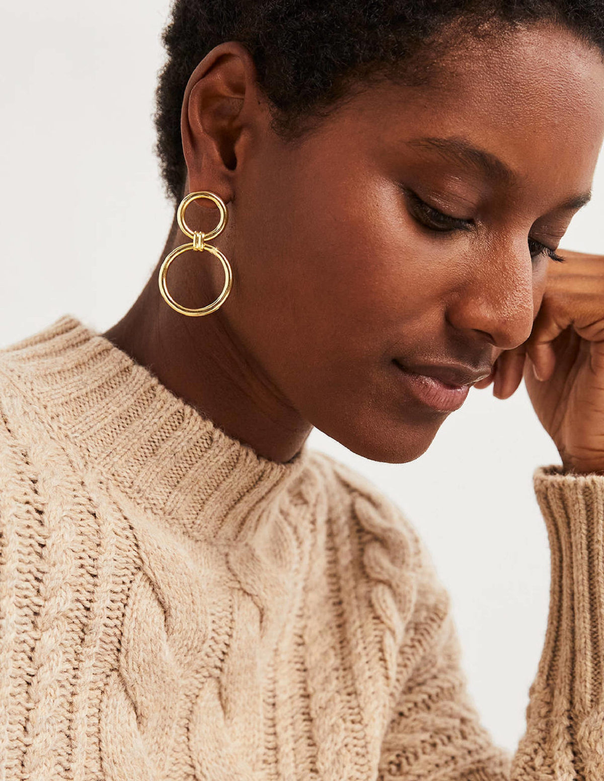 Ring Link Earrings-Gold - Image 1