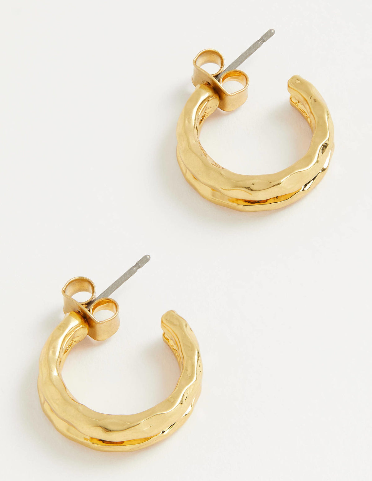 Small Double Hoop Earrings-Gold-2