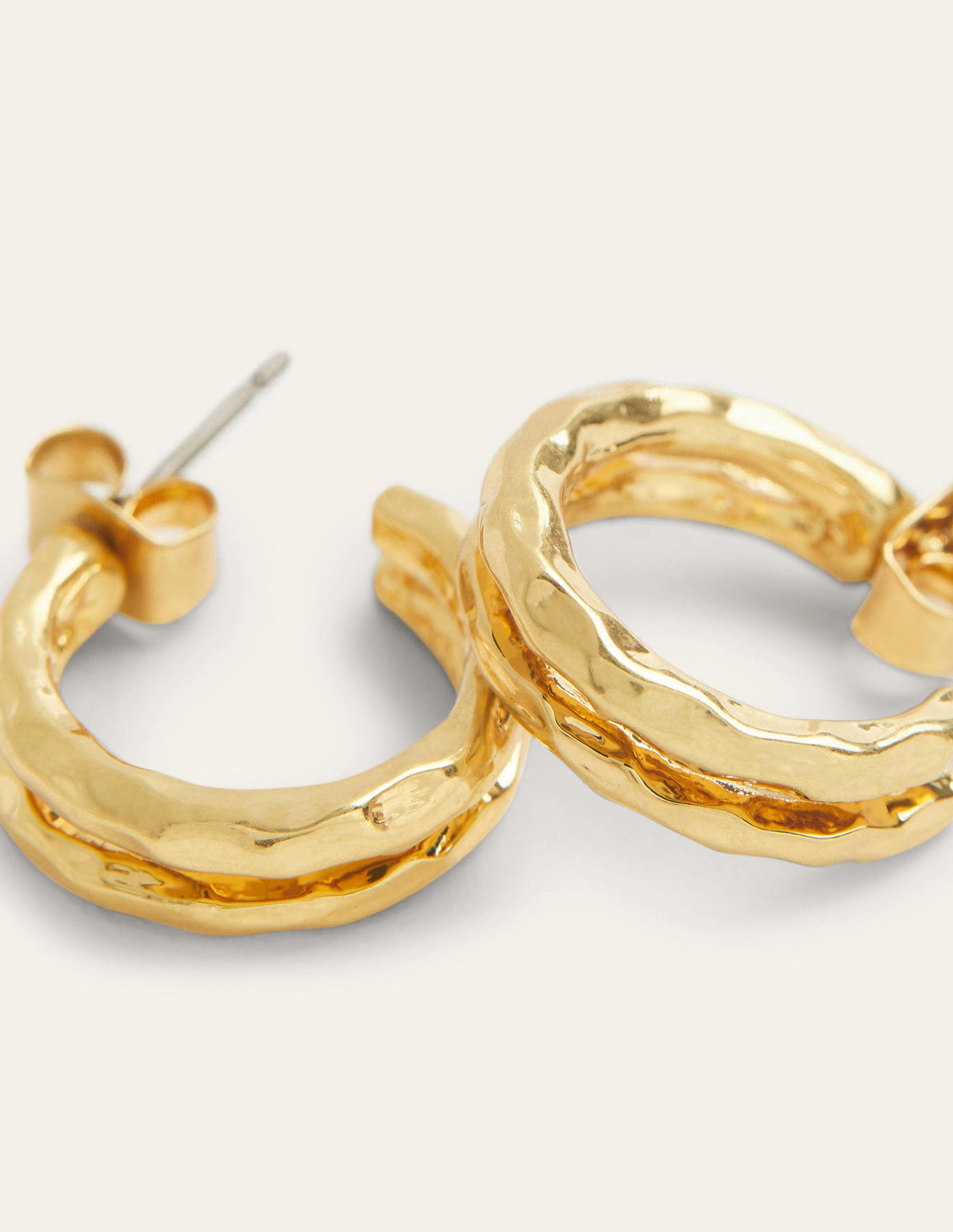 Small Double Hoop Earrings-Gold-3