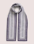 Skinny Silk Scarf-French Navy/ Ivory