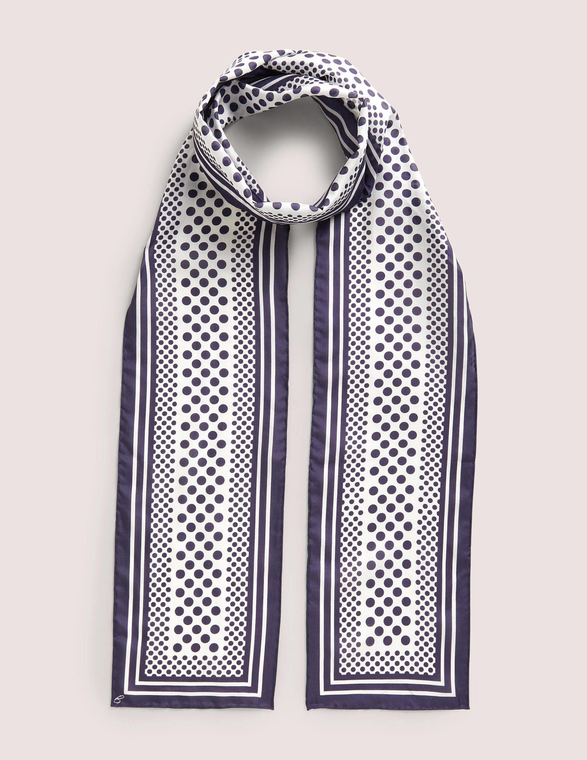 Skinny Silk Scarf-French Navy/ Ivory - Image 1