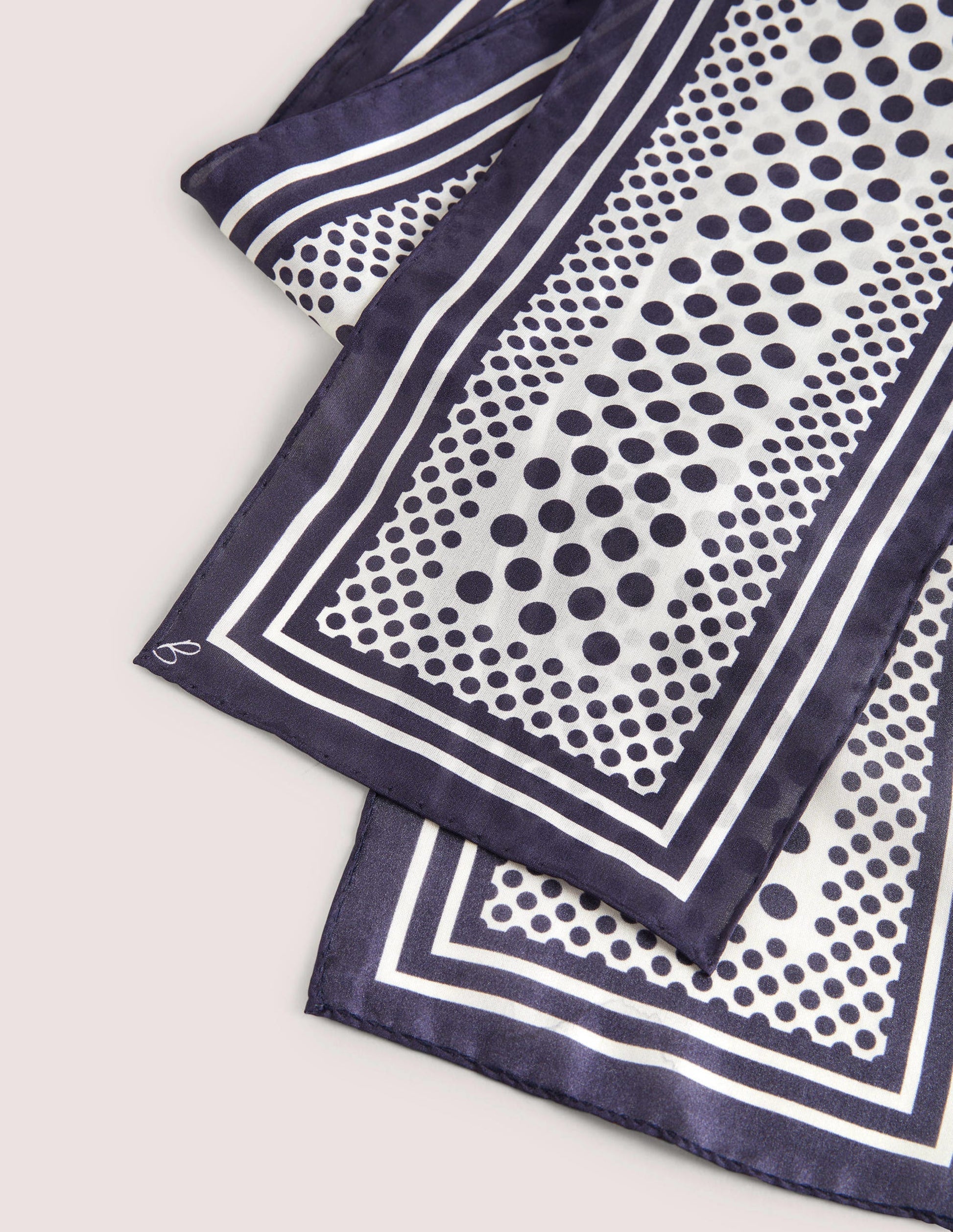 Skinny Silk Scarf-French Navy/ Ivory-2