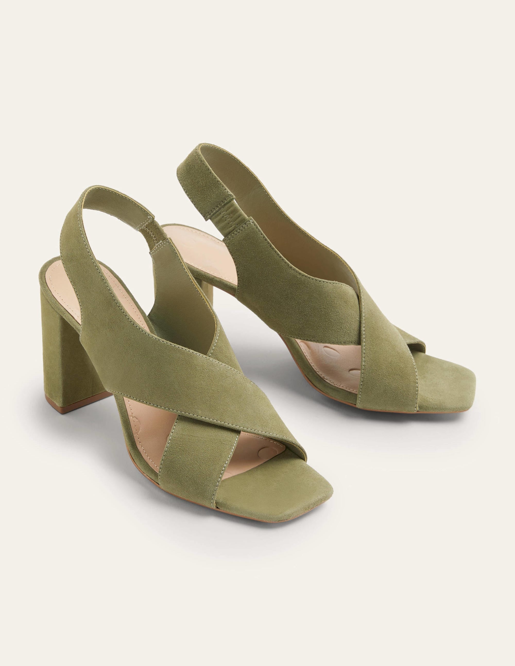 Cross Strap Heeled Sandals-Rainforest Floor - Image 2