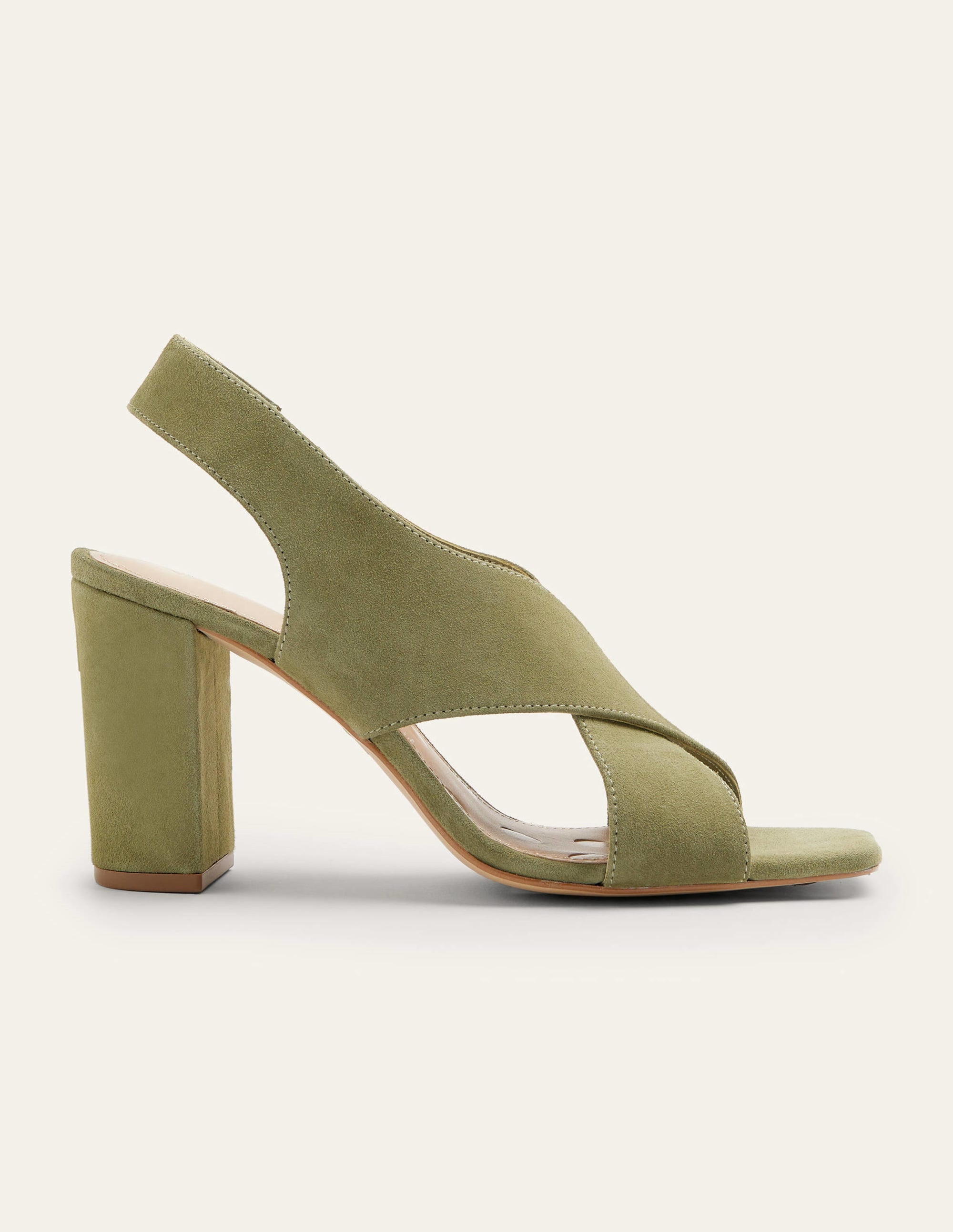 Cross Strap Heeled Sandals-Rainforest Floor - Image 4
