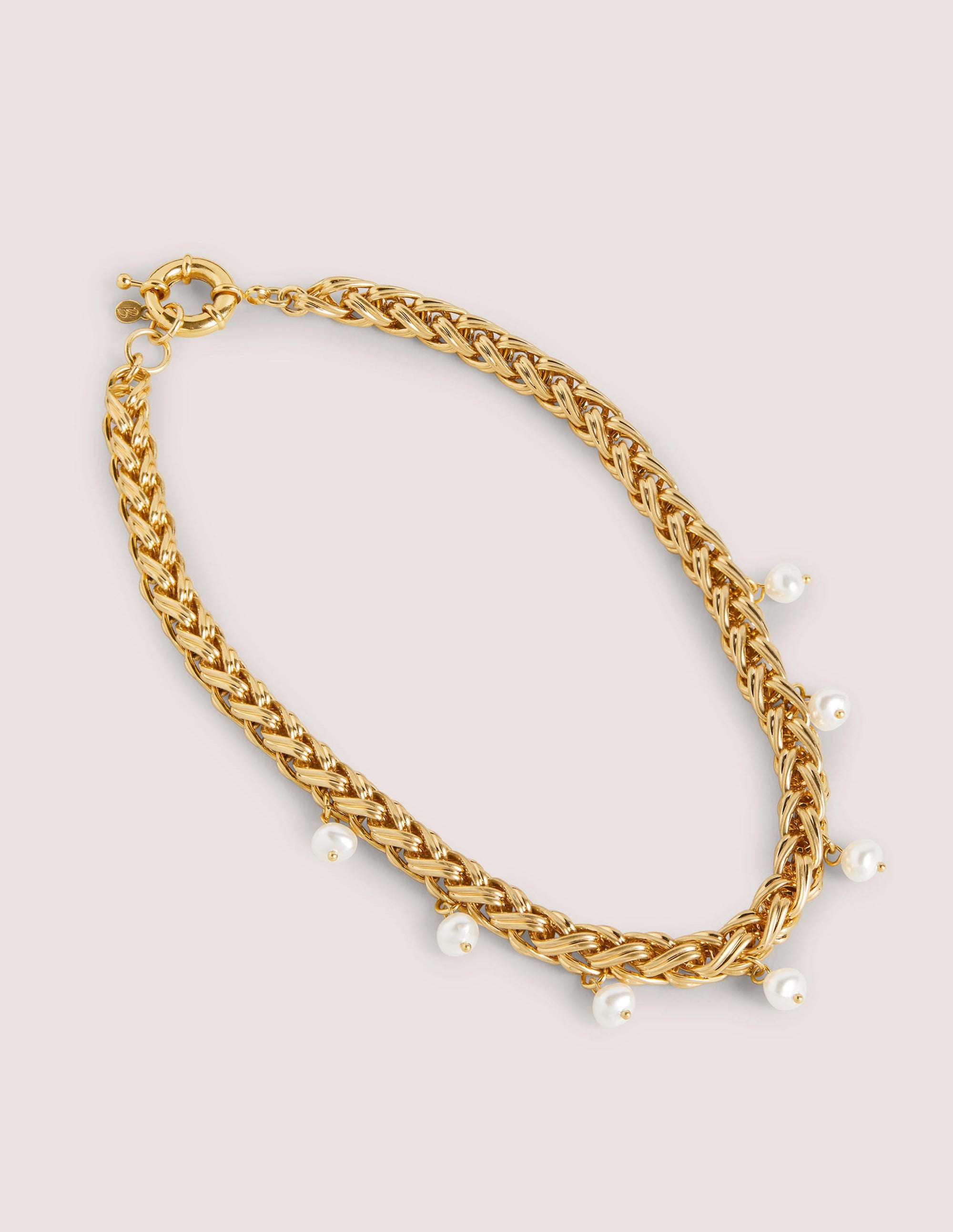 Chunky Chain Pearl Necklace-Gold - Image 3