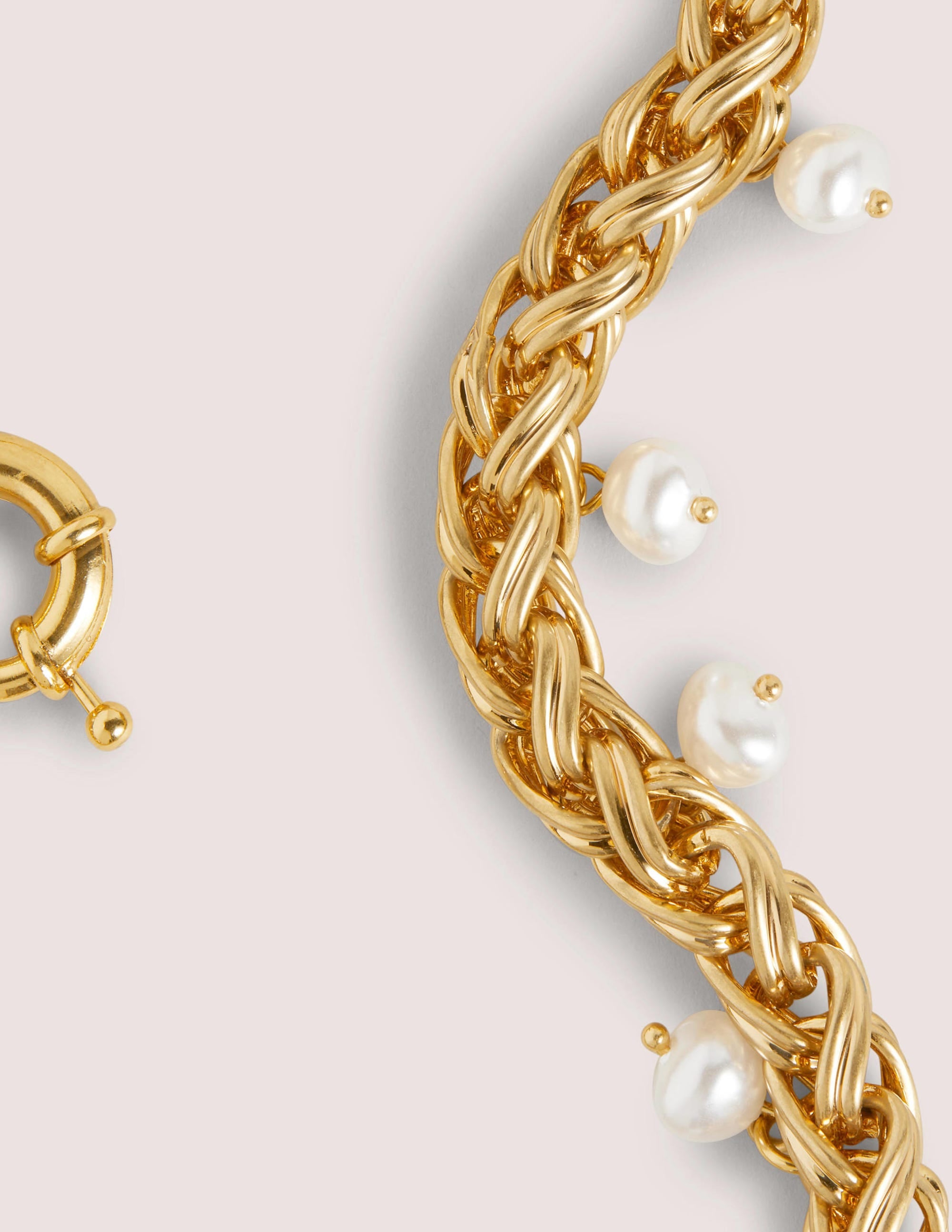 Chunky Chain Pearl Necklace-Gold - Image 4