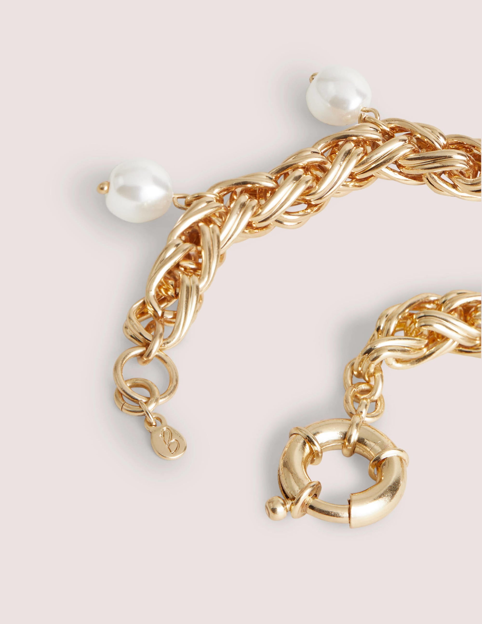 Chunky Chain Pearl Bracelet-Gold - Image 2
