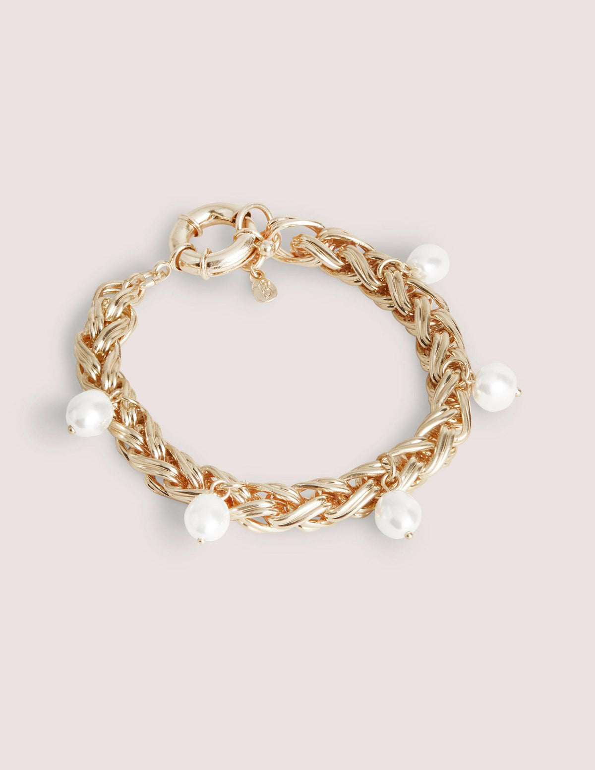 Chunky Chain Pearl Bracelet-Gold - Image 1