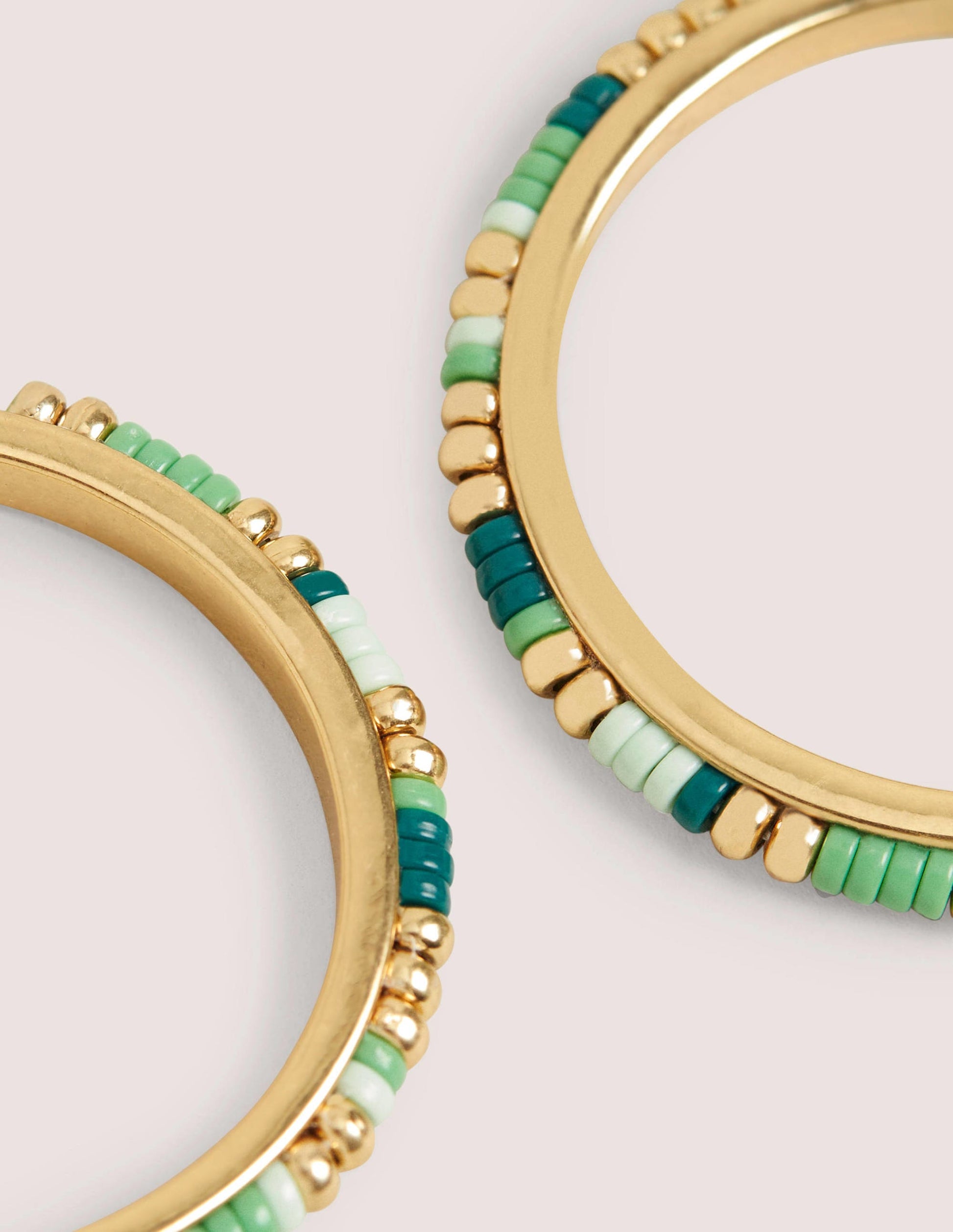 Beaded Hoop Earrings-Green-3