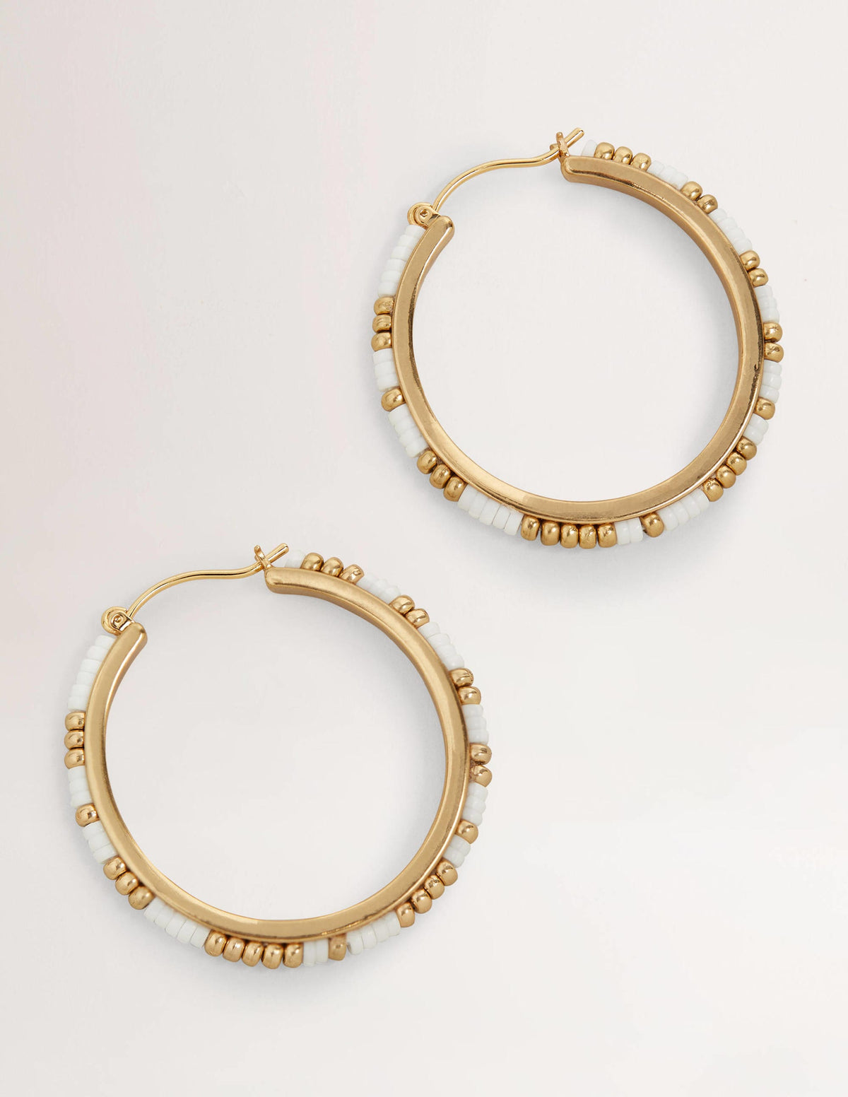 Beaded Hoop Earrings-Ivory - Image 1