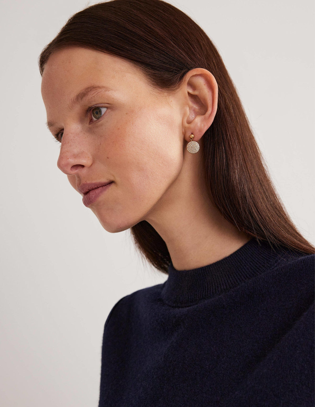 Pavé Disk Earrings-Gold-1
