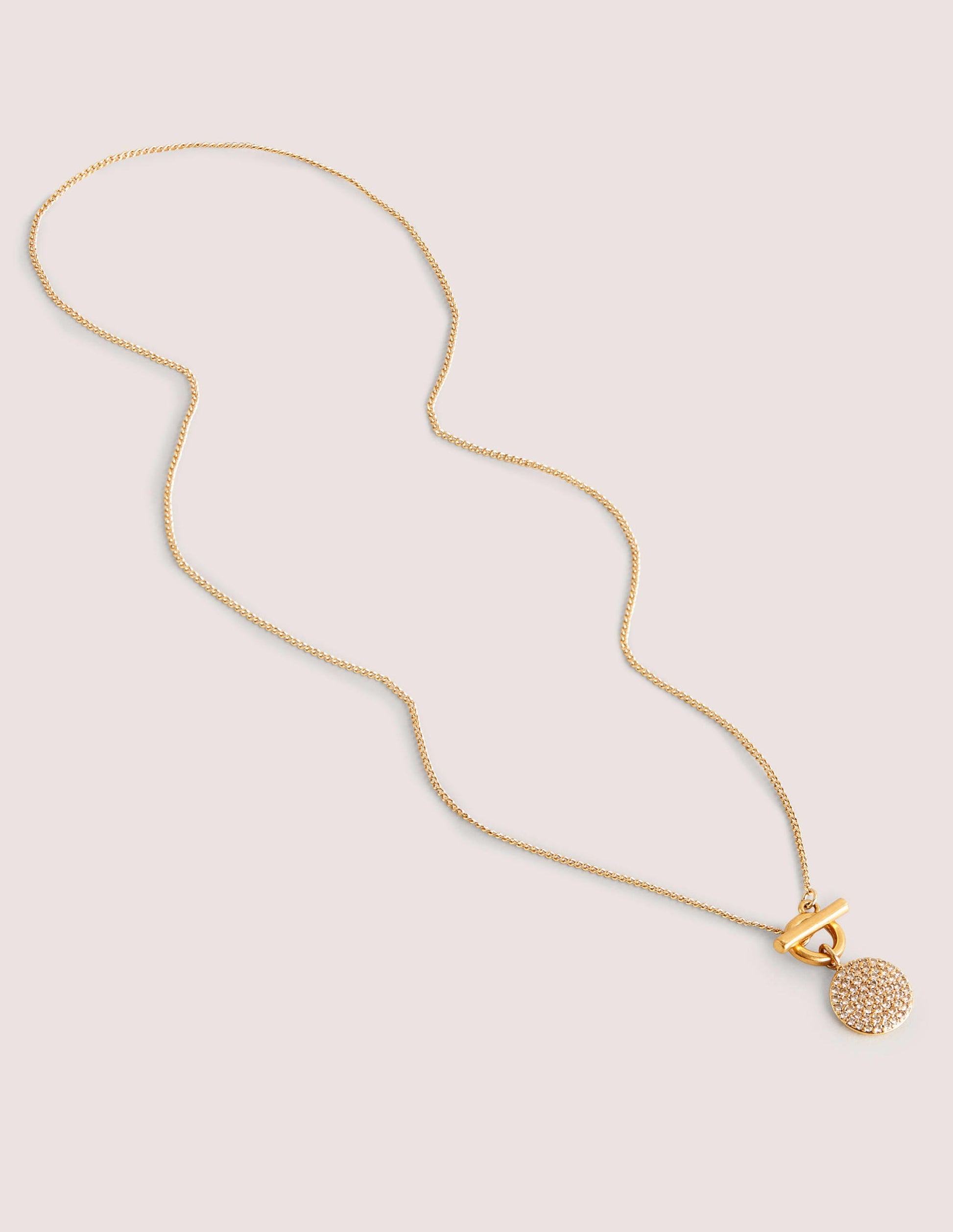 Pavé Pendant Necklace-Gold-2