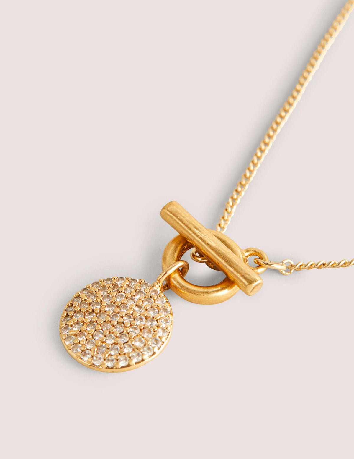 Pavé Pendant Necklace-Gold-3