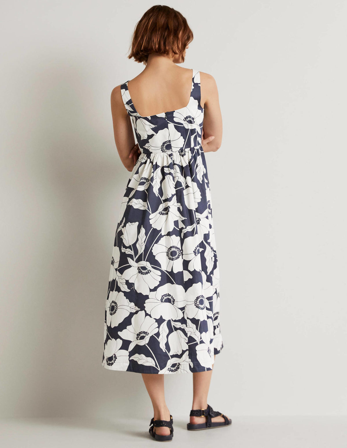 Violet Square Neck Midi Dress-Navy, Elegant Vine - Image 8
